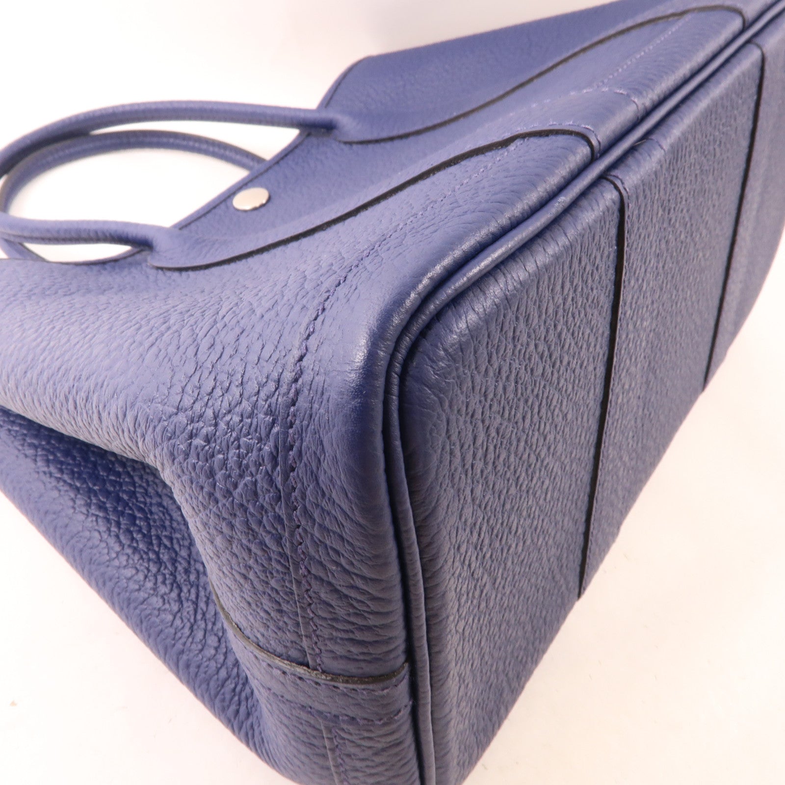 HERMES Negonda皮革Garden Party TPM銀扣手挽袋Blue Saphir/藍色