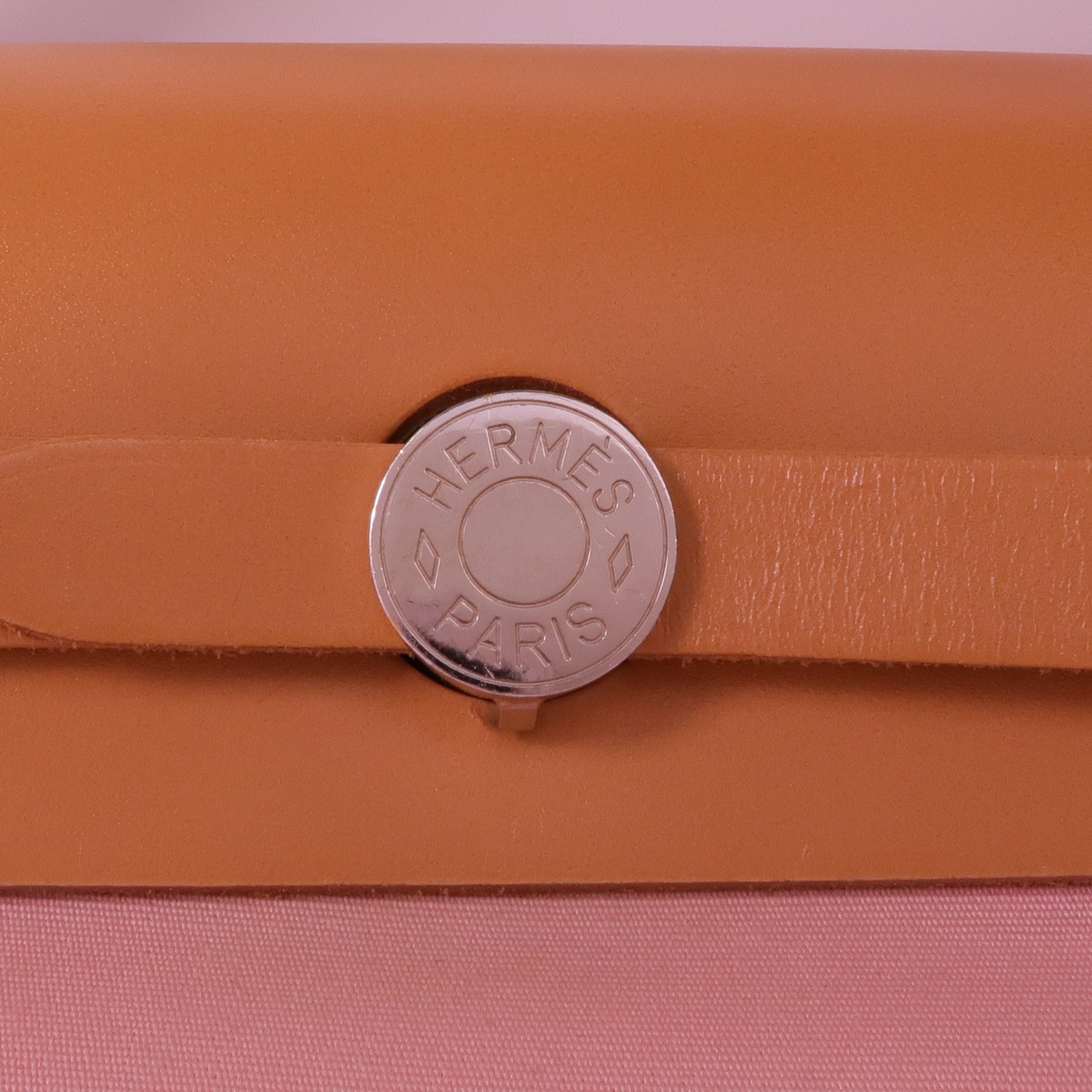 HERMES 帆布Herbag PM銀扣手挽肩背兩用袋Rose Sakura