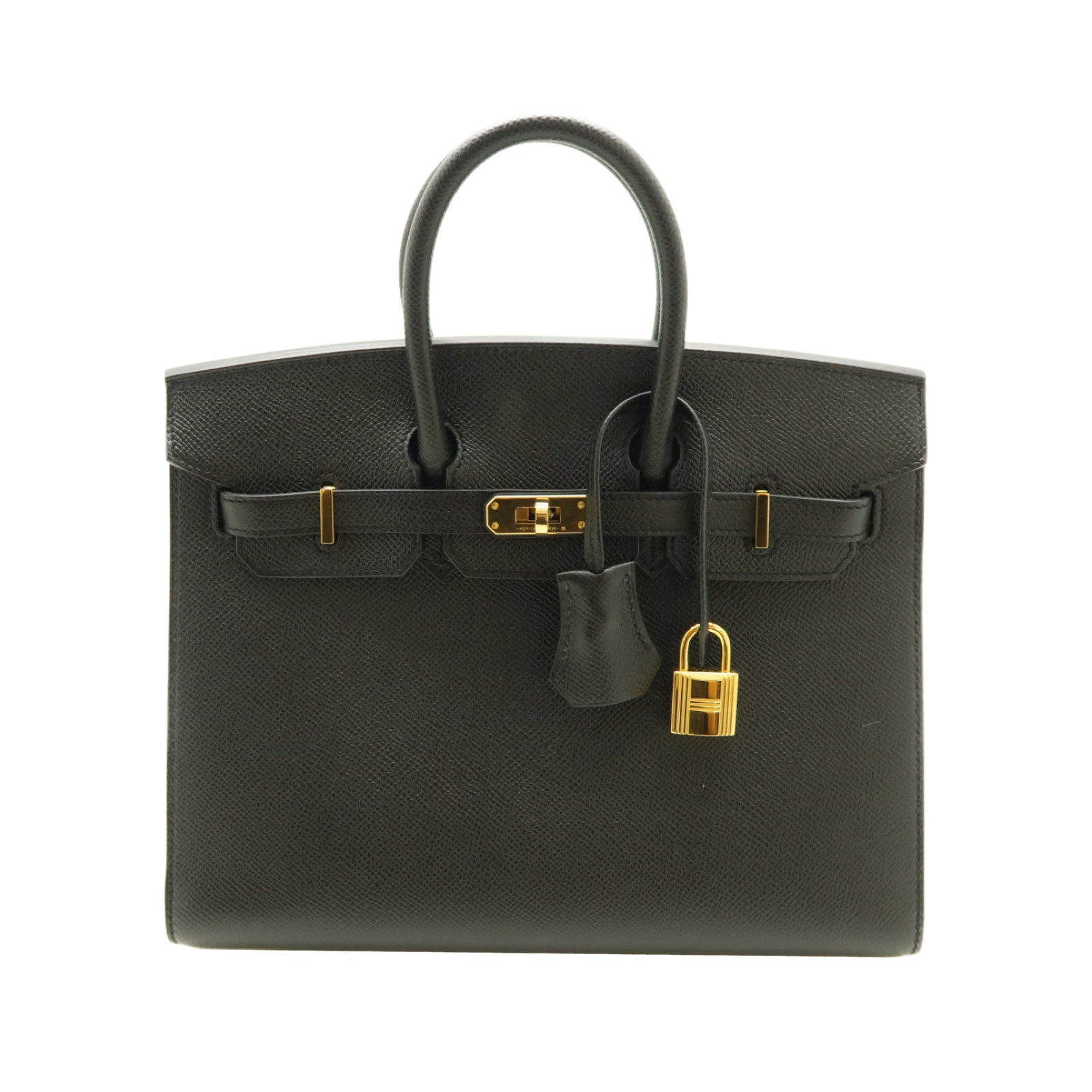 HERMES Epsom皮革Birkin 25金扣手挽袋Noir/黑色