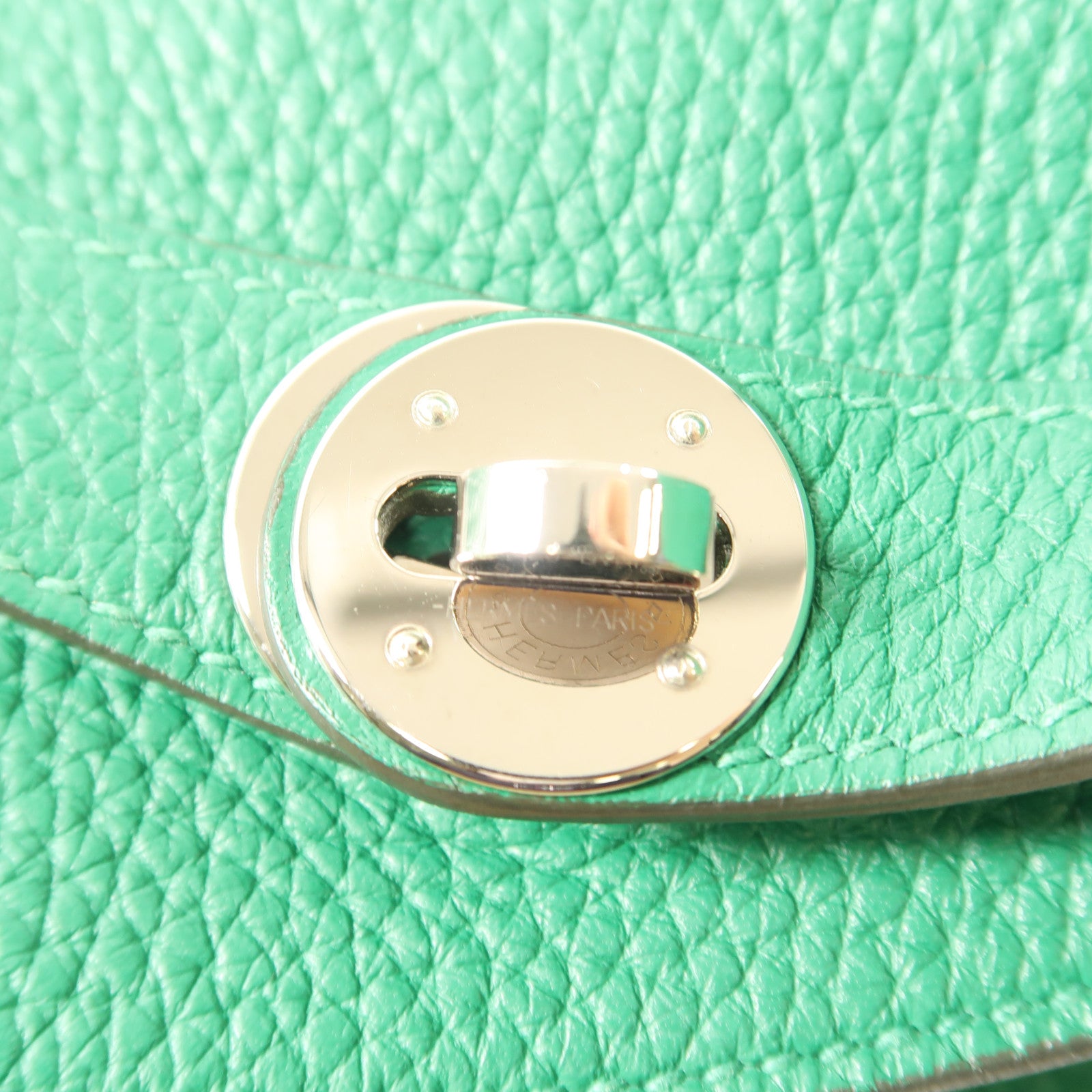 HERMES Clemence皮革Lindy 30銀扣手挽肩背兩用袋Vert Vertigo綠色