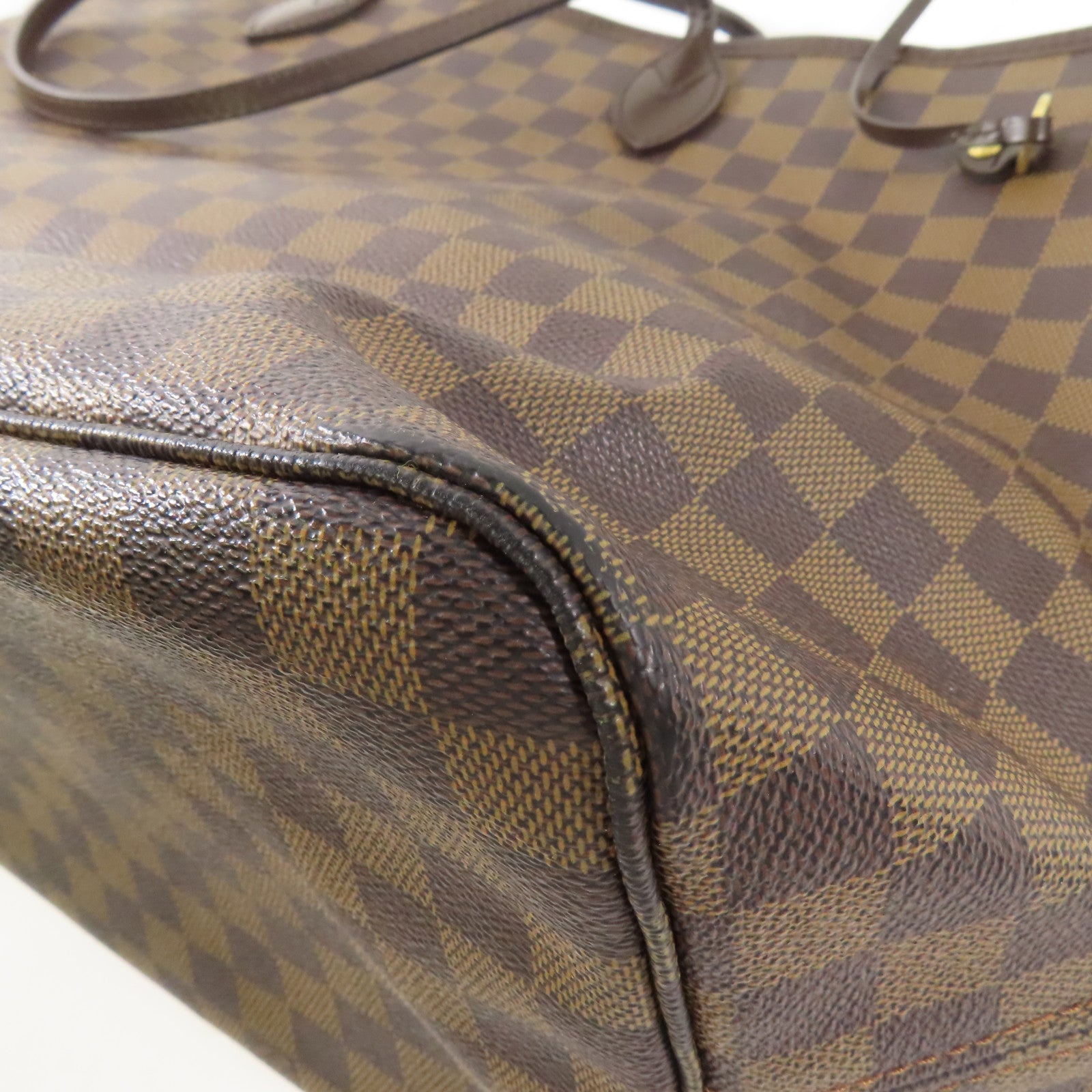 LOUIS VUITTON Damier Neverfull GM金扣手挽袋