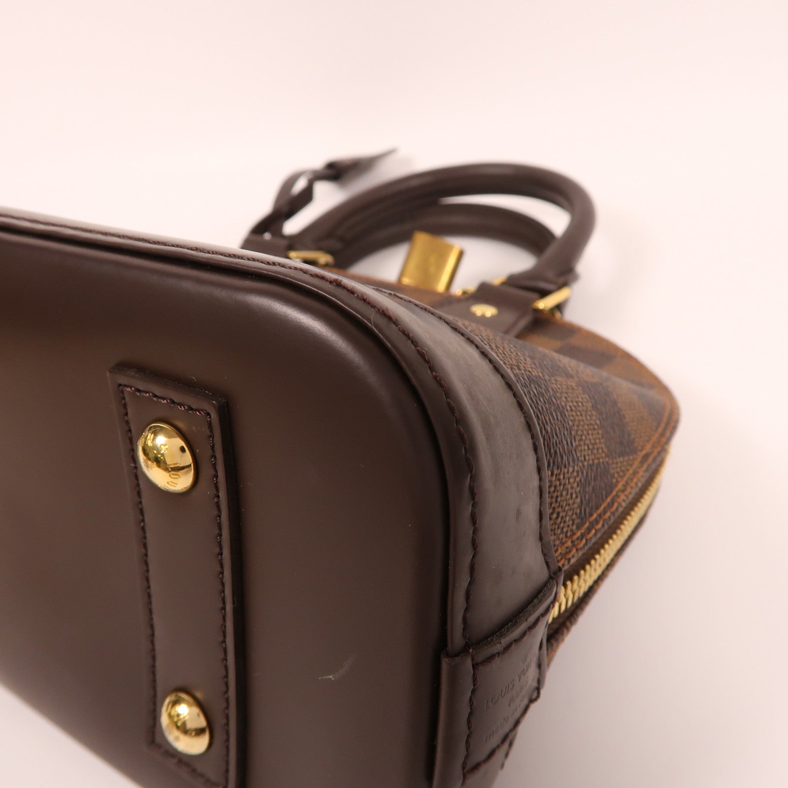 LOUIS VUITTON Damier Ebene Alma BB金扣手挽肩背兩用袋啡色