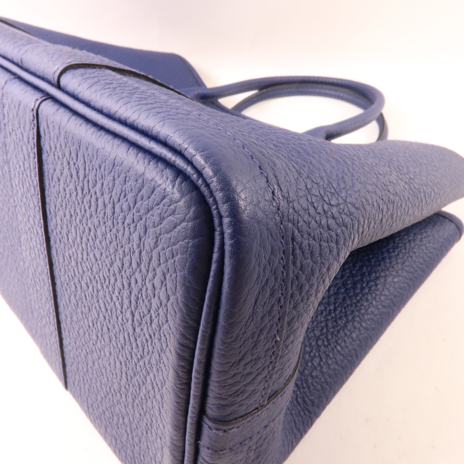 HERMES Negonda皮革Garden Party TPM銀扣手挽袋Blue Saphir/藍色