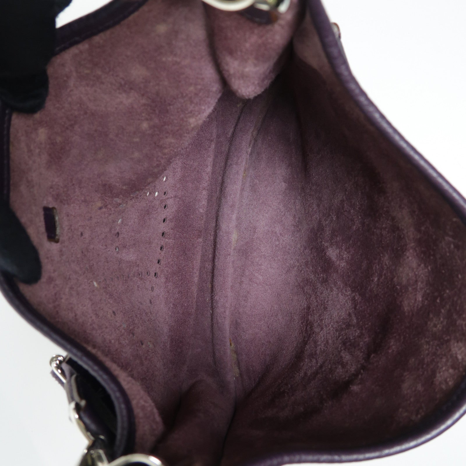 HERMES Clemence皮革Evelyne PM銀扣肩背袋Raisin