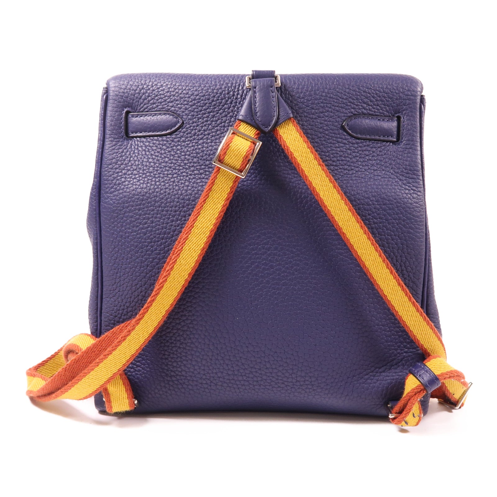 HERMES Clemence皮革Kelly Ado銀扣背包Bleu Saphir