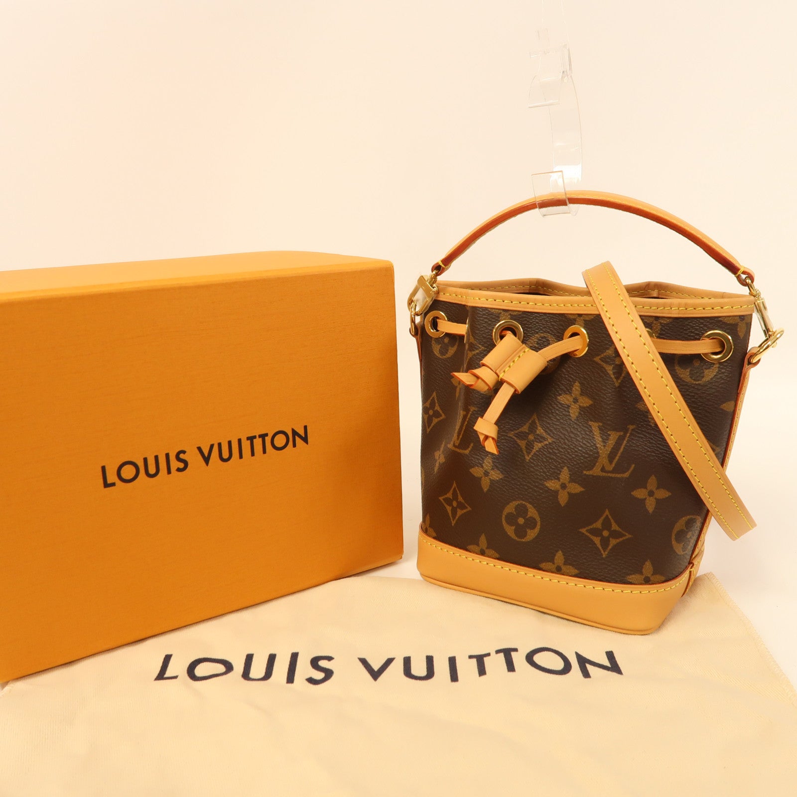 LOUIS VUITTON Monogram Nano Noe金扣手挽肩背兩用袋啡色