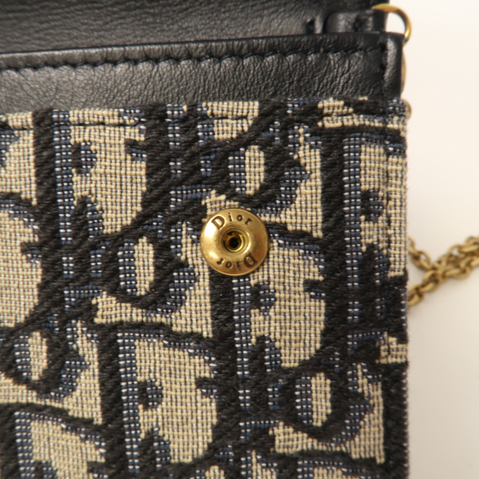 Dior 帆布Shoulder Bag金扣鏈帶肩背袋藍色/米色