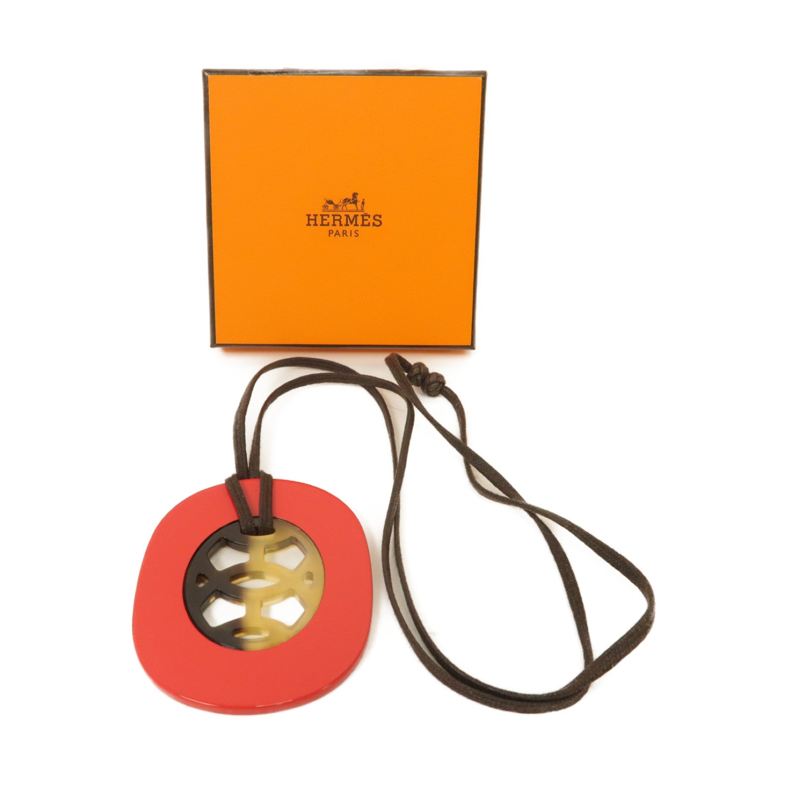 HERMES 【激減優惠】水牛角Necklace項鏈紅色/黑色