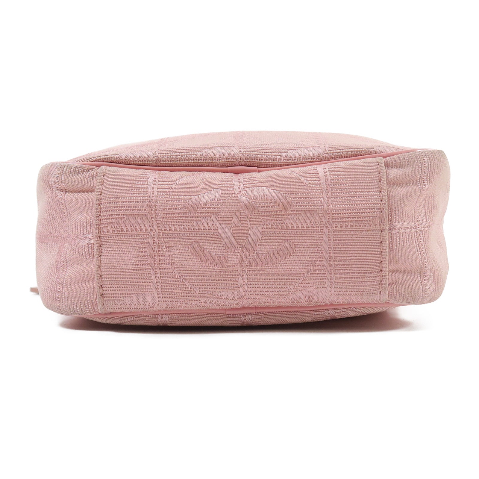 CHANEL 【激減優惠】帆布New Travel Line Pochette Shoulder Bag銀扣肩背袋粉紅色