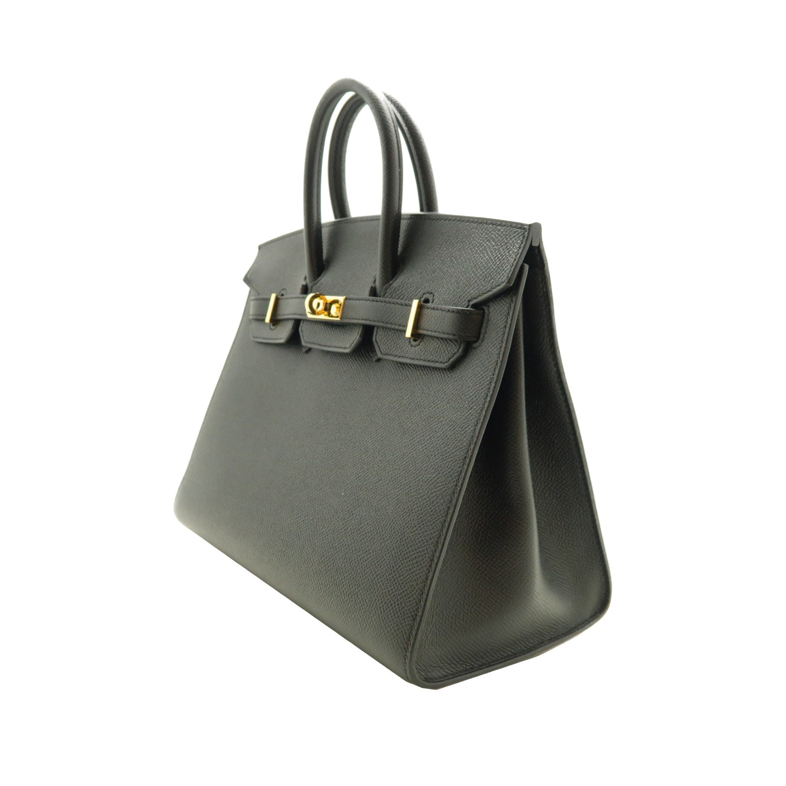 HERMES Epsom皮革Birkin 25金扣手挽袋Noir/黑色