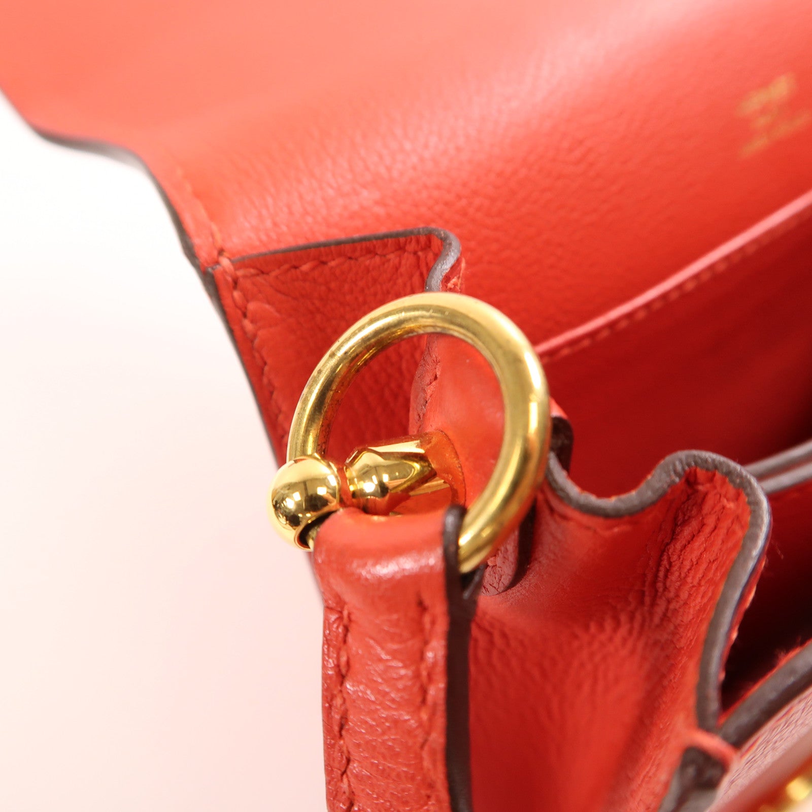 HERMES Evercolor皮革Roulis Mini金扣肩背袋Rouge Tomate