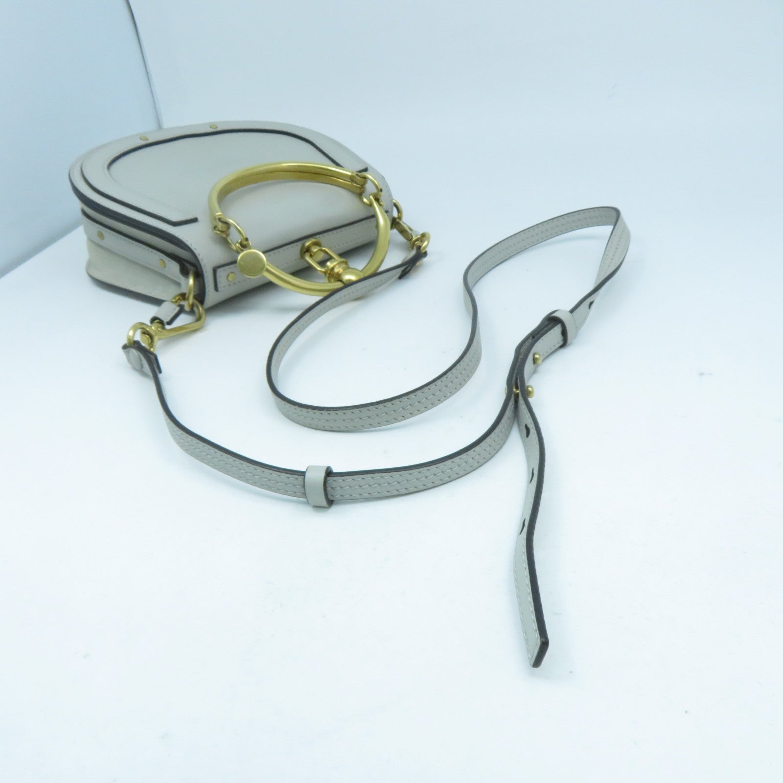 Chloe 【激減優惠】牛皮皮革Shoulder Bag金扣肩背袋灰綠色