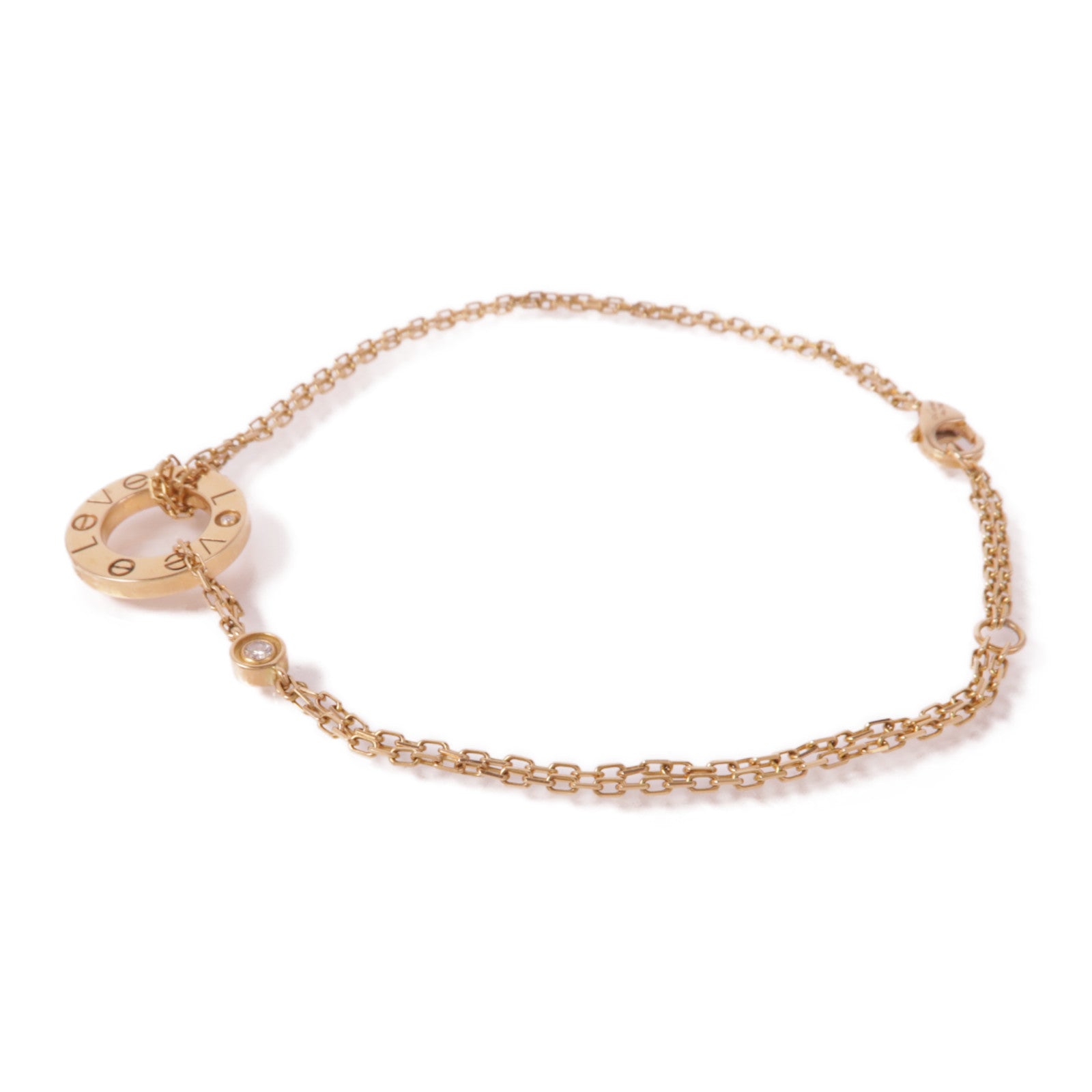CARTIER 18K玫瑰金Love Bracelet鑽石手鏈