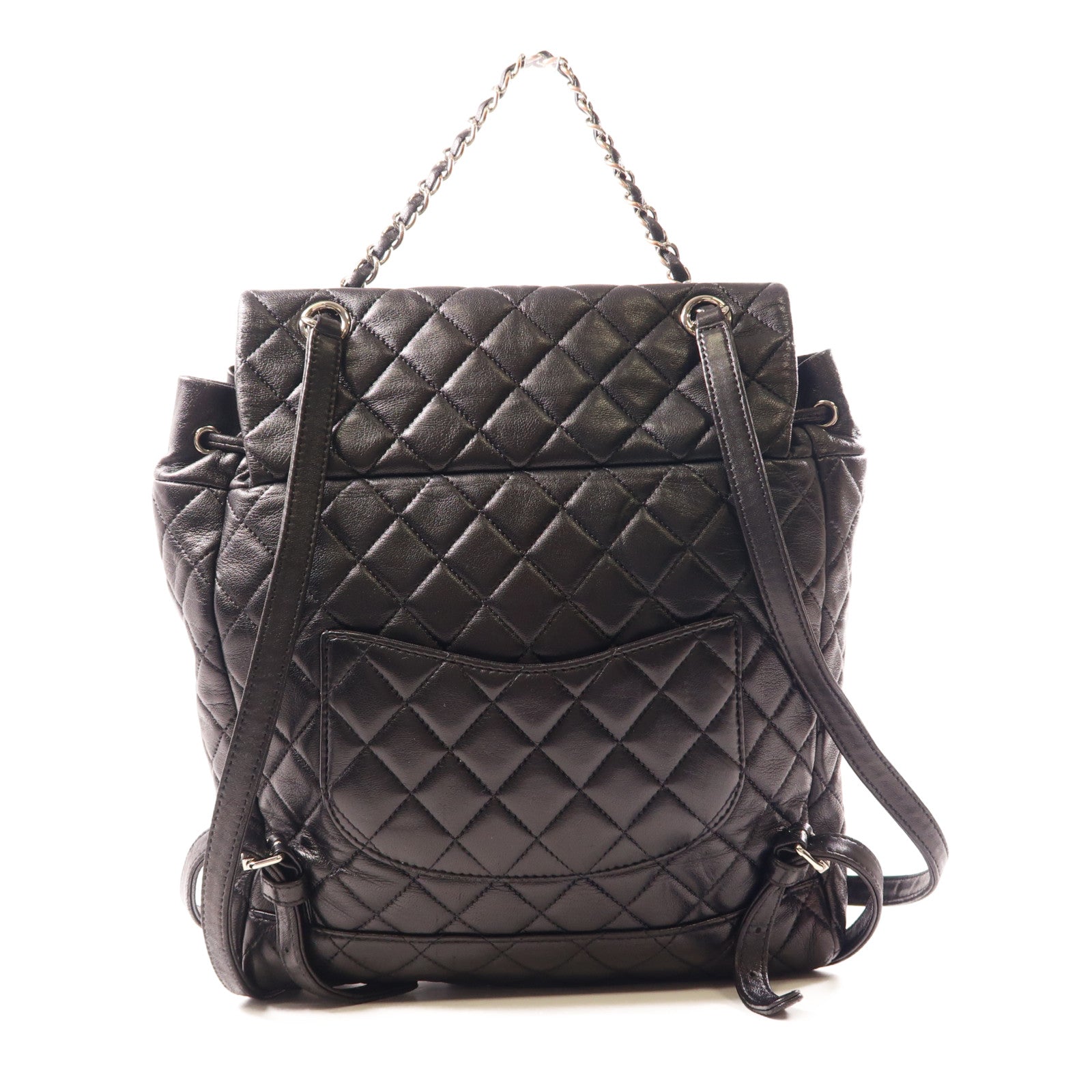CHANEL 羊皮皮革Backpack銀扣背包