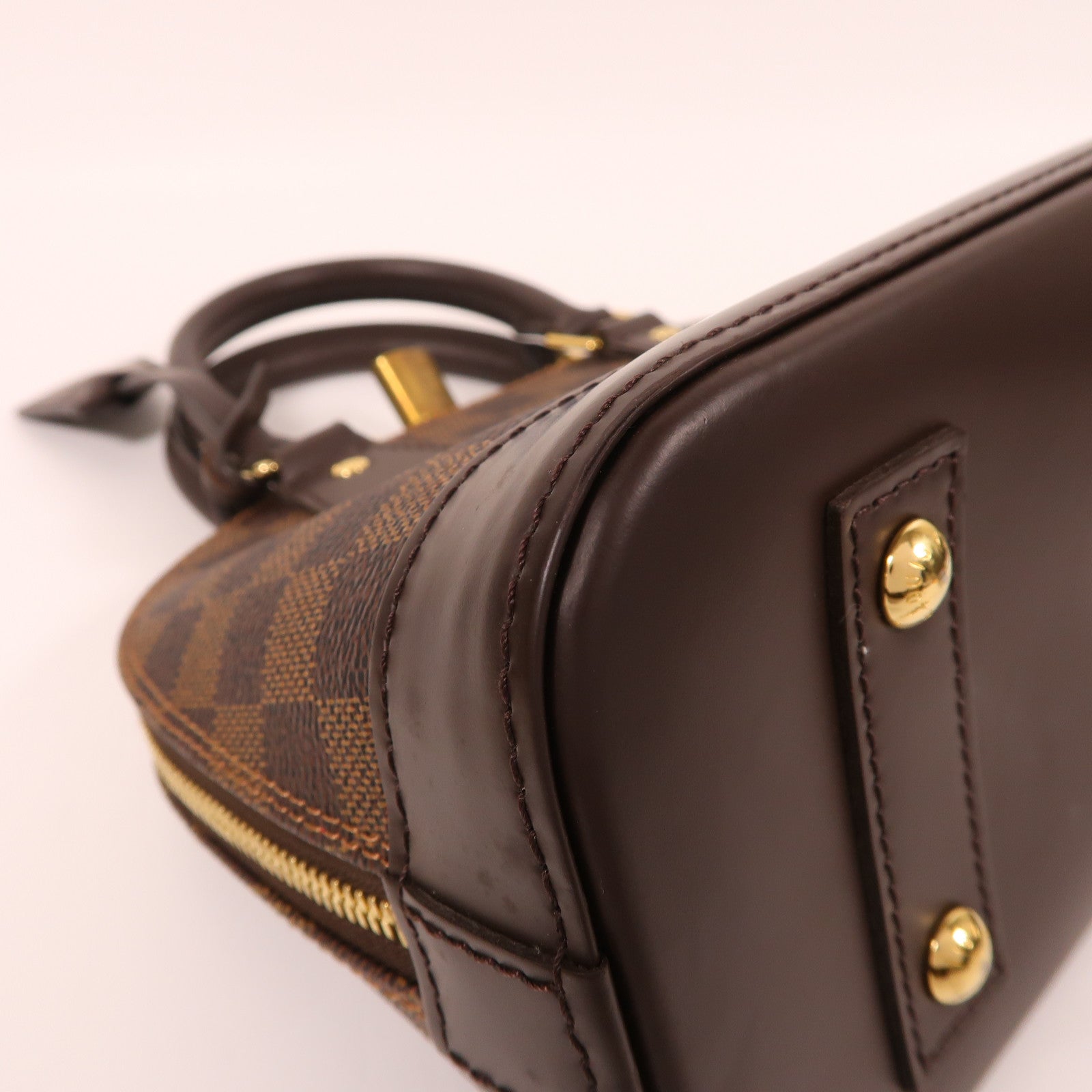 LOUIS VUITTON Damier Ebene Alma BB金扣手挽肩背兩用袋啡色
