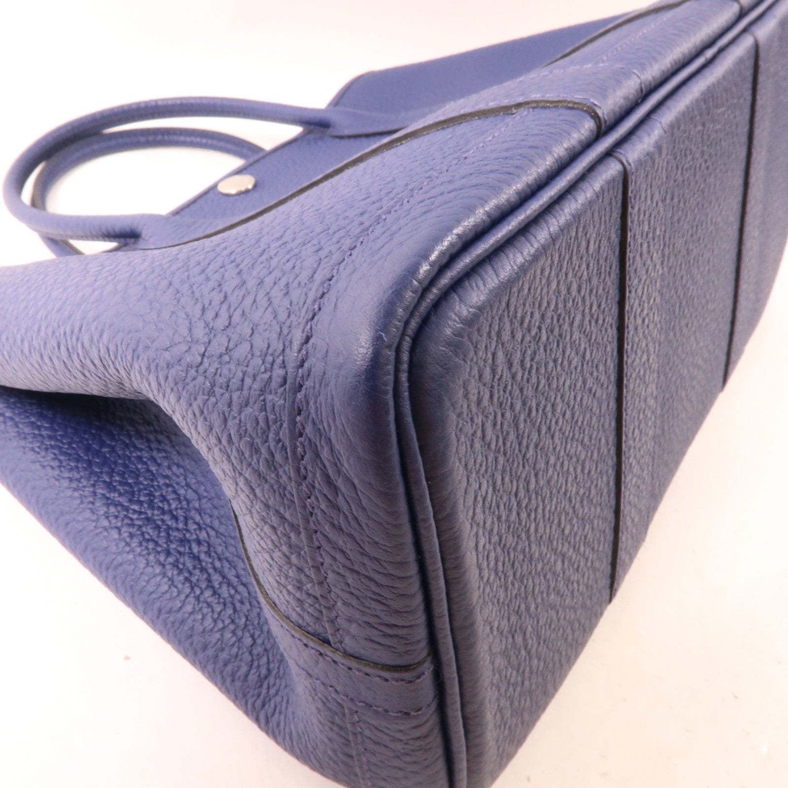 HERMES Negonda皮革Garden Party TPM銀扣手挽袋Blue Saphir/藍色