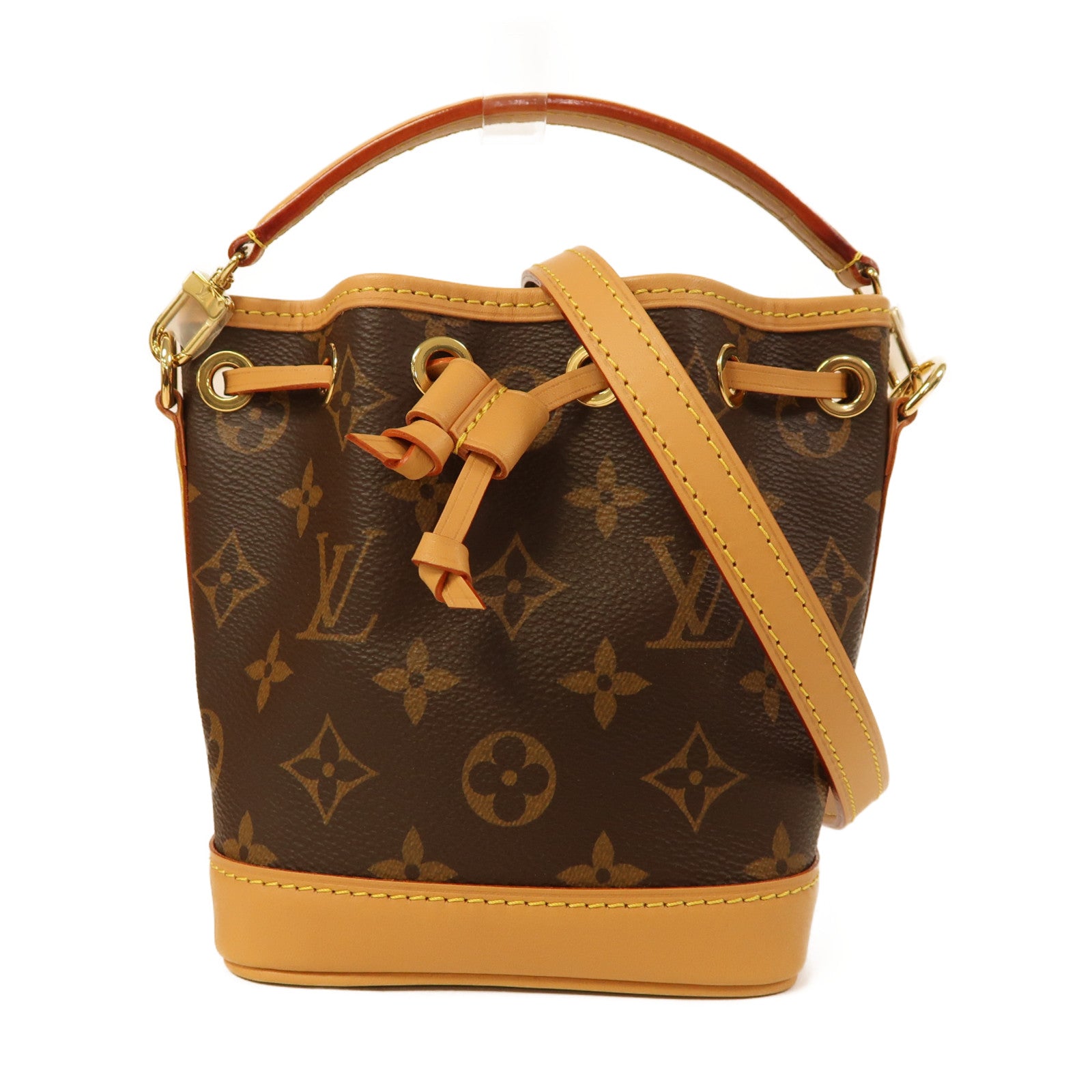 LOUIS VUITTON Monogram Nano Noe金扣手挽肩背兩用袋啡色