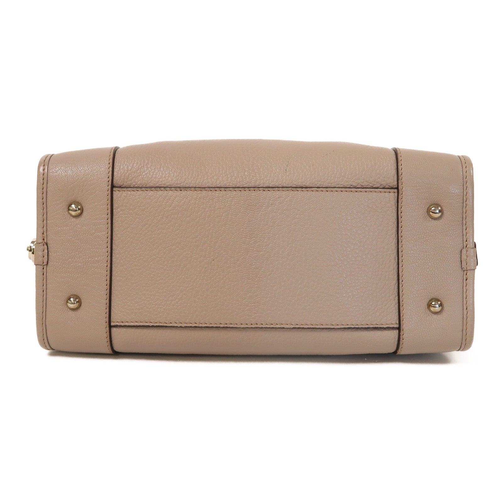 LOEWE 牛皮皮革Amazona銀扣手挽袋杏色
