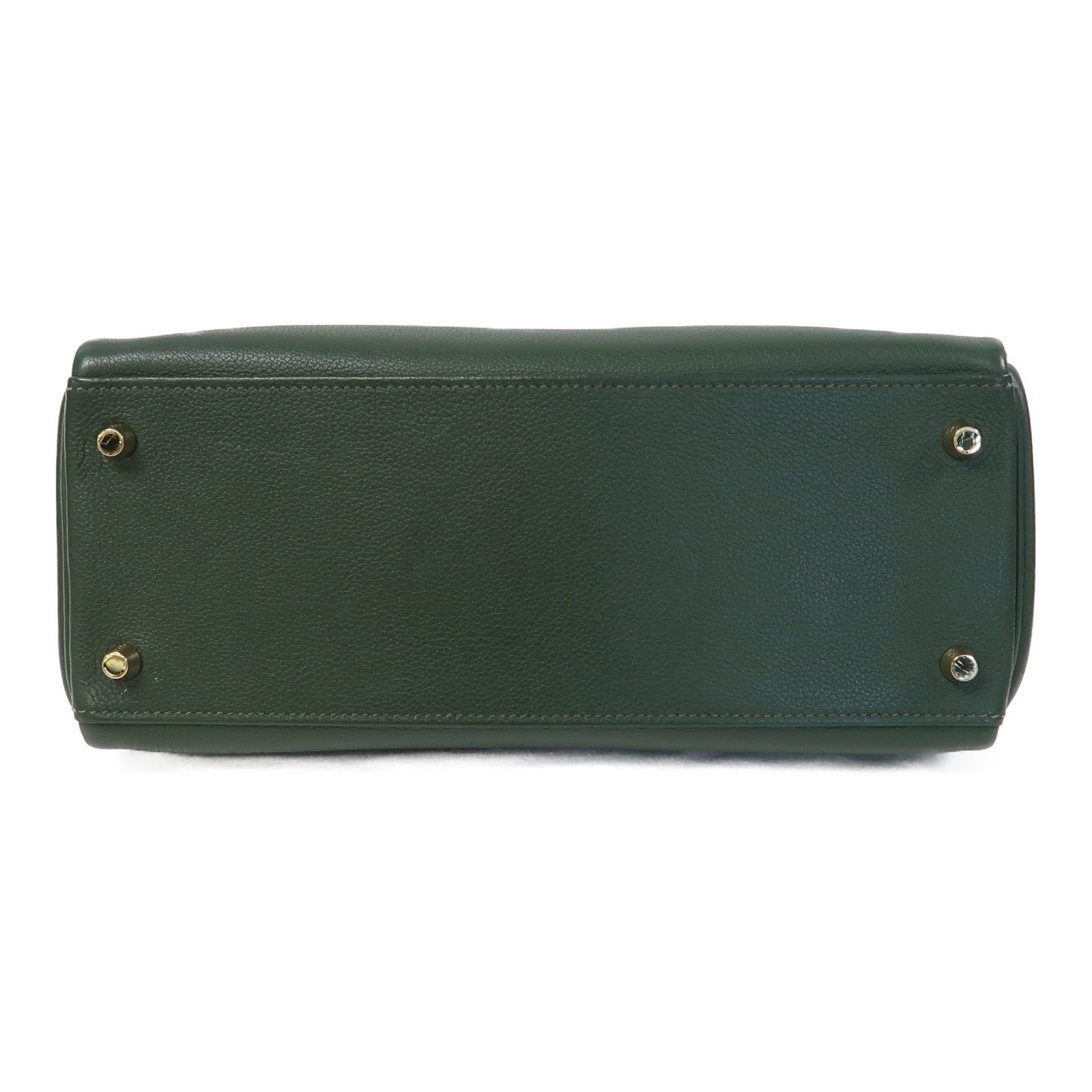 HERMES Evercolor皮革Kelly 28金扣手挽肩背兩用袋2Q Vert Anglais英國軍綠色