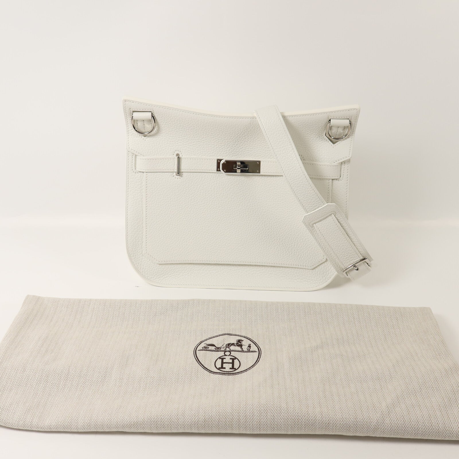 HERMES Togo皮革Jypsiere 28肩背袋Blanc