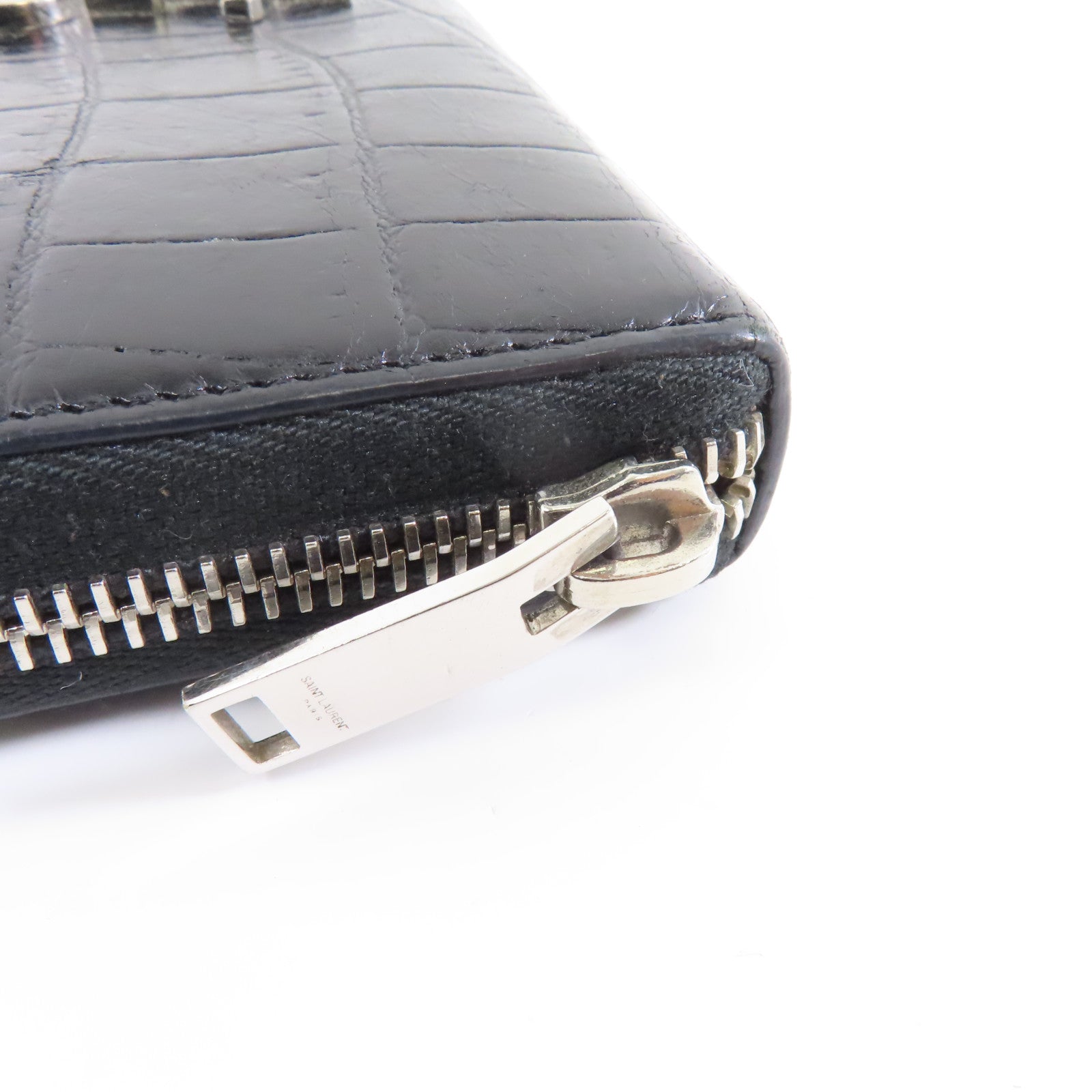 SAINT LAURENT 牛皮皮革Long Wallet銀扣長錢包黑色