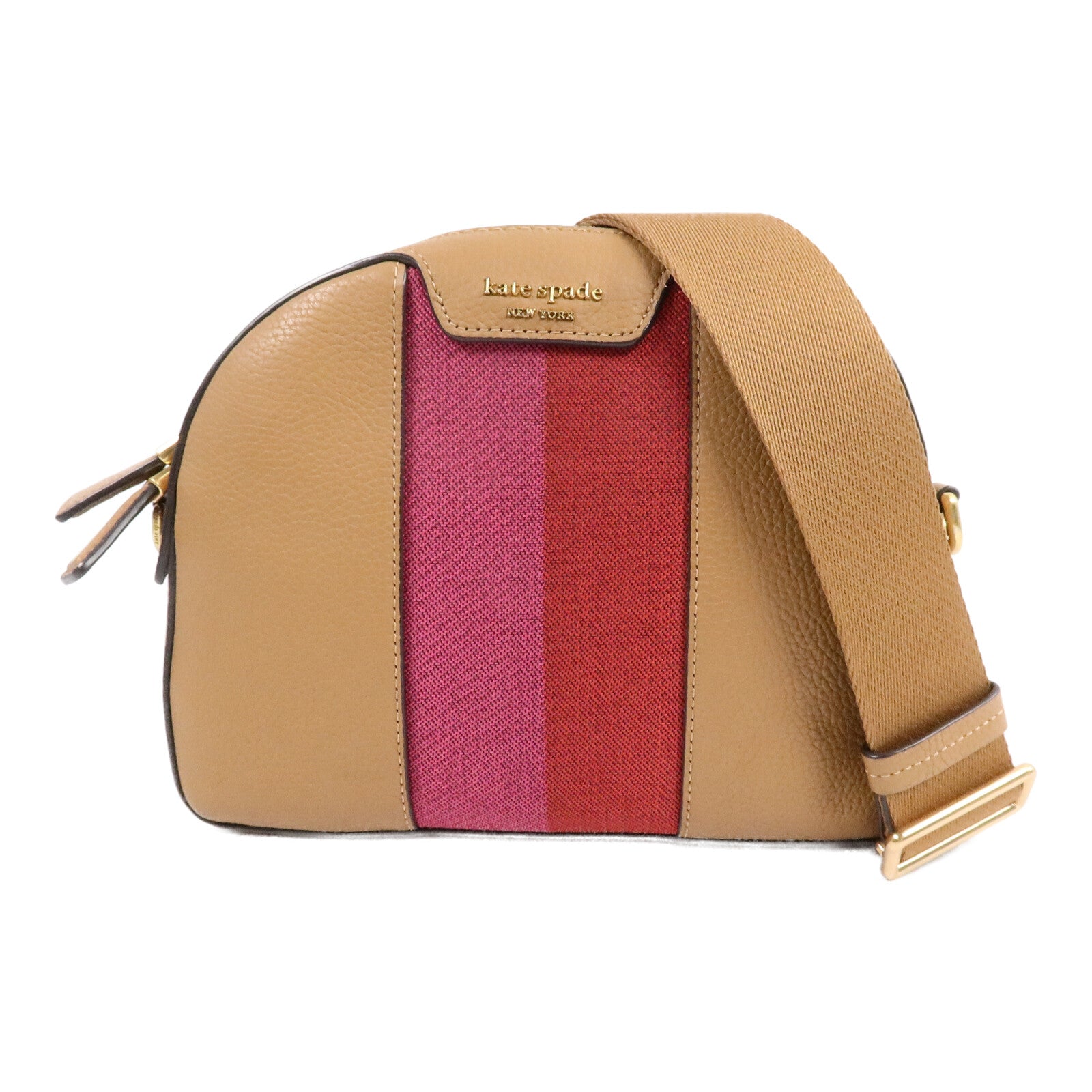 Kate Spade 皮革/提花織布Racing Stripe Addy Medium Dome肩背袋