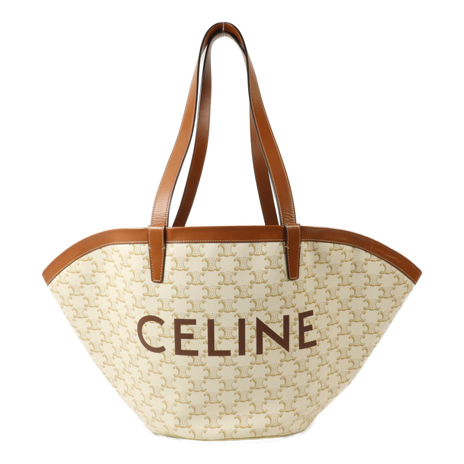 CELINE 牛皮皮革/塗層帆布Triomphe Couffin手挽袋