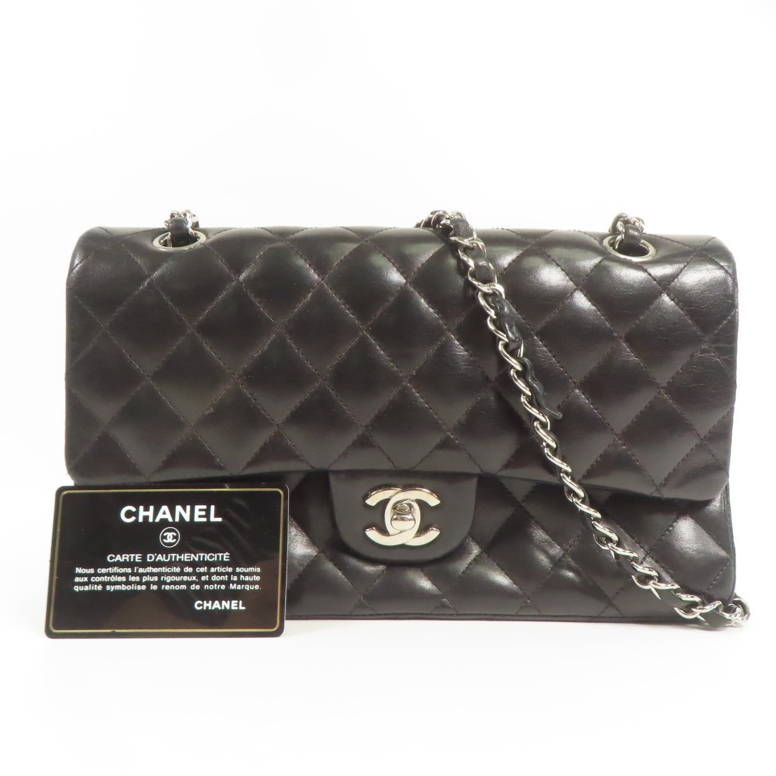 CHANEL 羊皮皮革Classic 25銀扣鏈帶肩背袋