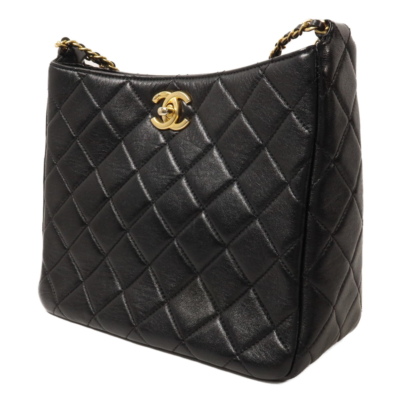 CHANEL 牛皮皮革Hobo bag鏈帶肩背袋