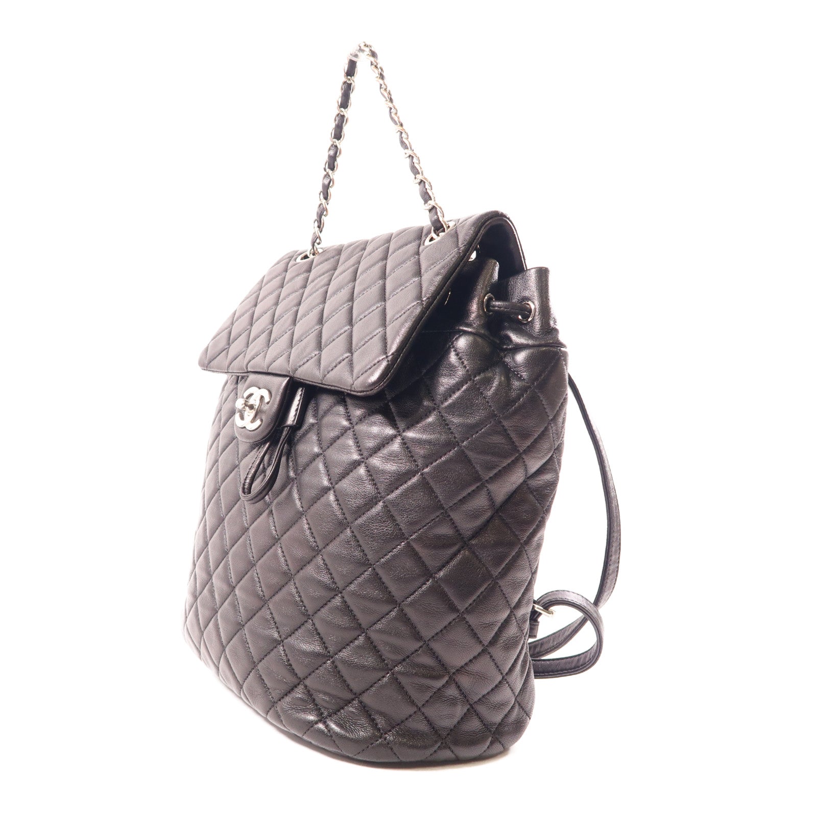 CHANEL 羊皮皮革Backpack銀扣背包