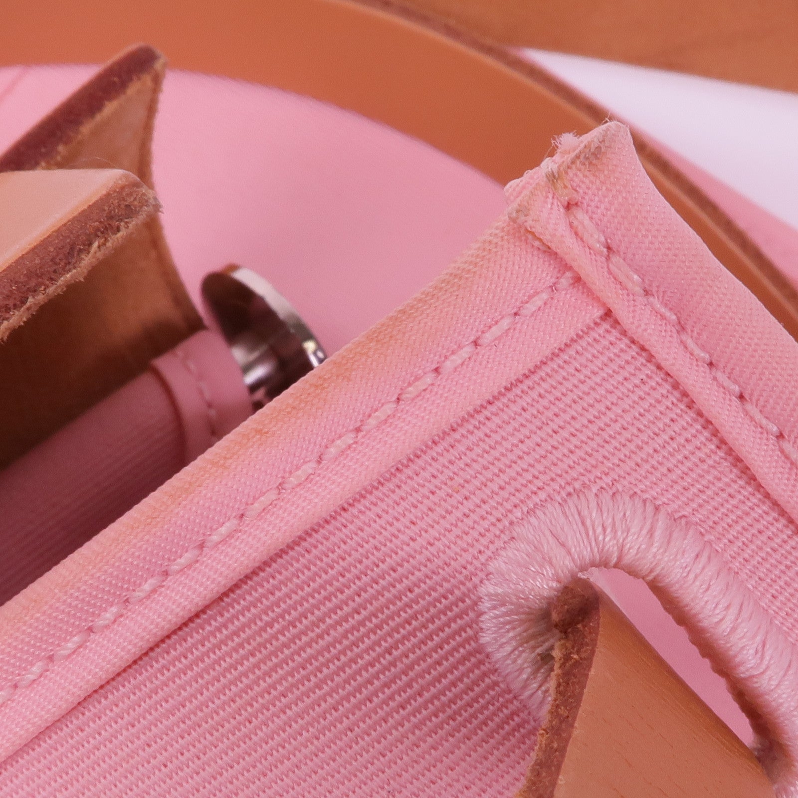 HERMES 帆布Herbag PM銀扣手挽肩背兩用袋Rose Sakura