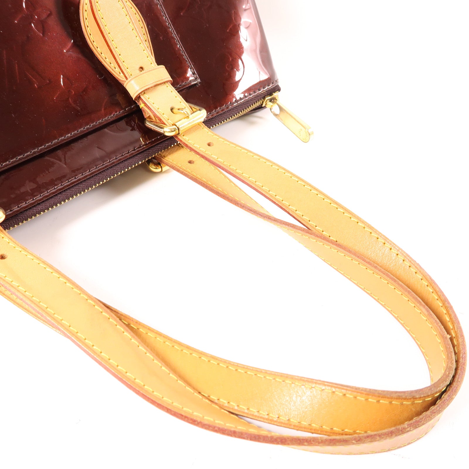 LOUIS VUITTON Monogram Vernis Rosewood Avenue金扣肩背袋酒紅色