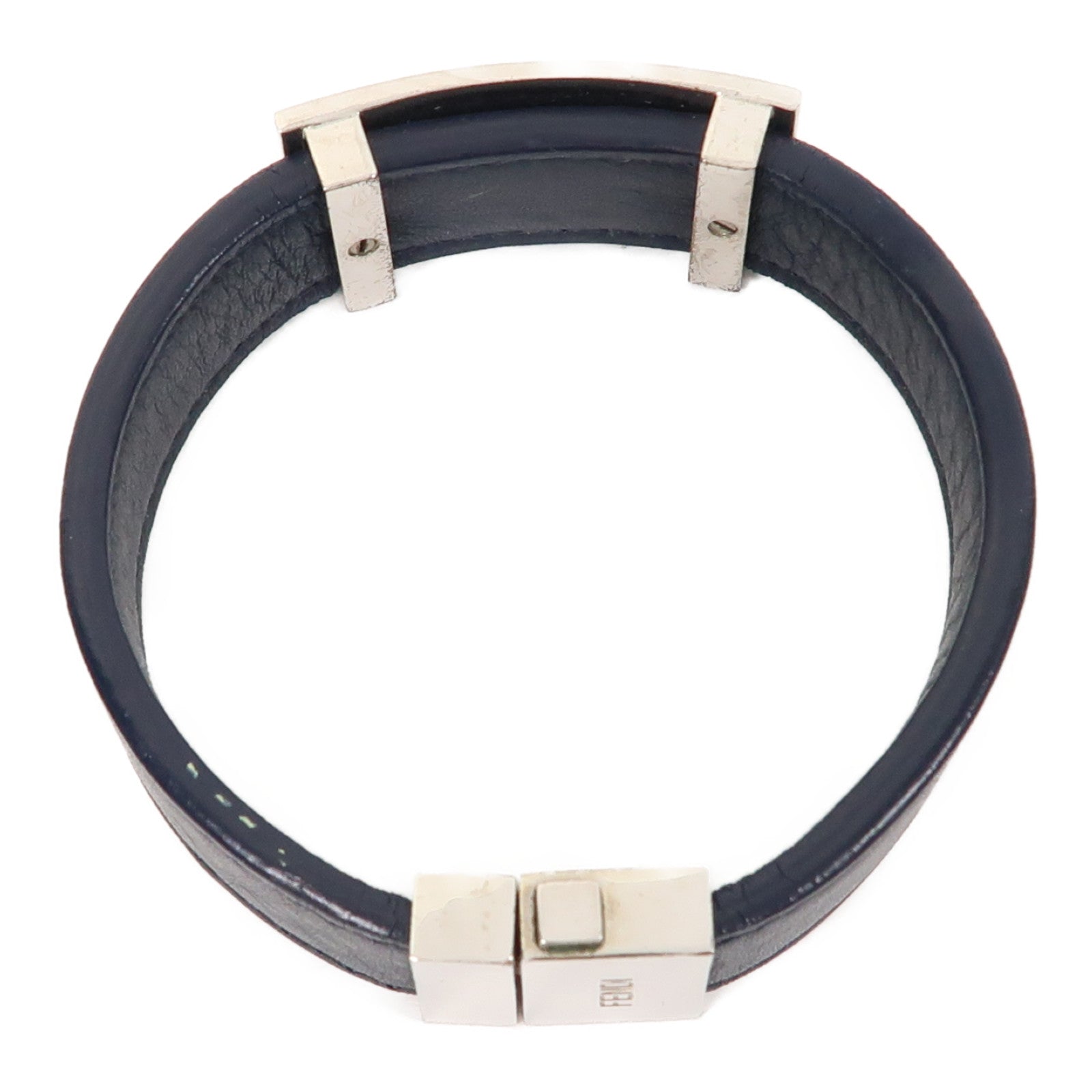 FENDI 【激減優惠】牛皮皮革Bracelet銀扣手鐲藍色