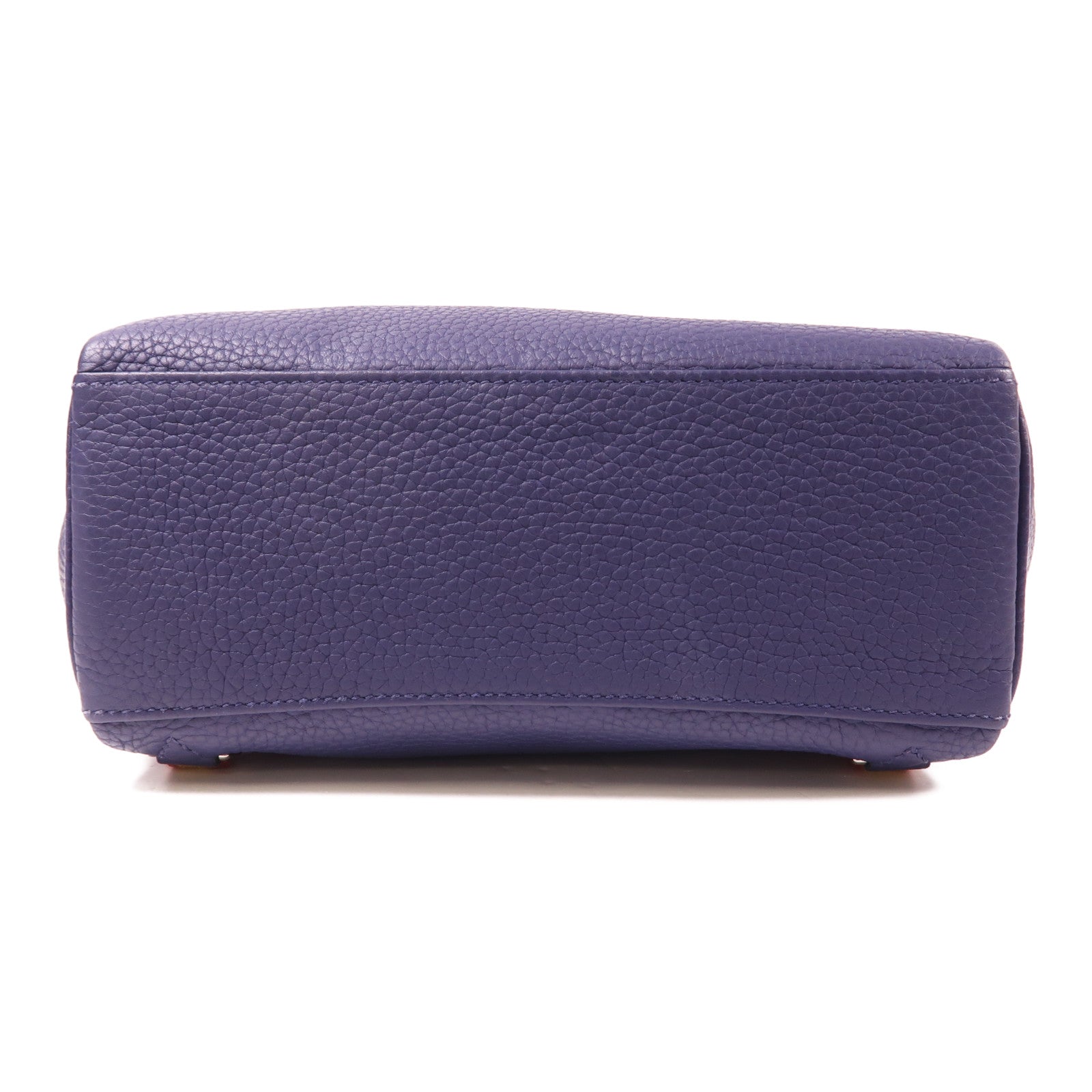 HERMES Clemence皮革Kelly Ado銀扣背包Bleu Saphir