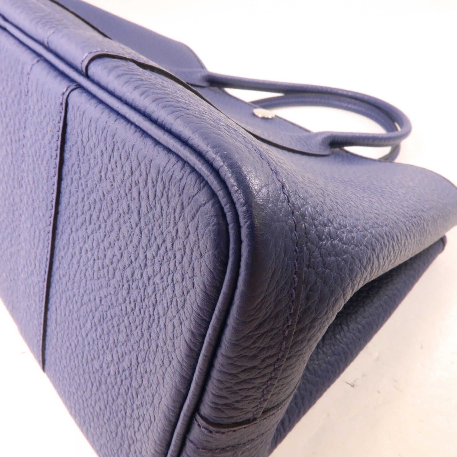 HERMES Negonda皮革Garden Party TPM銀扣手挽袋Blue Saphir/藍色