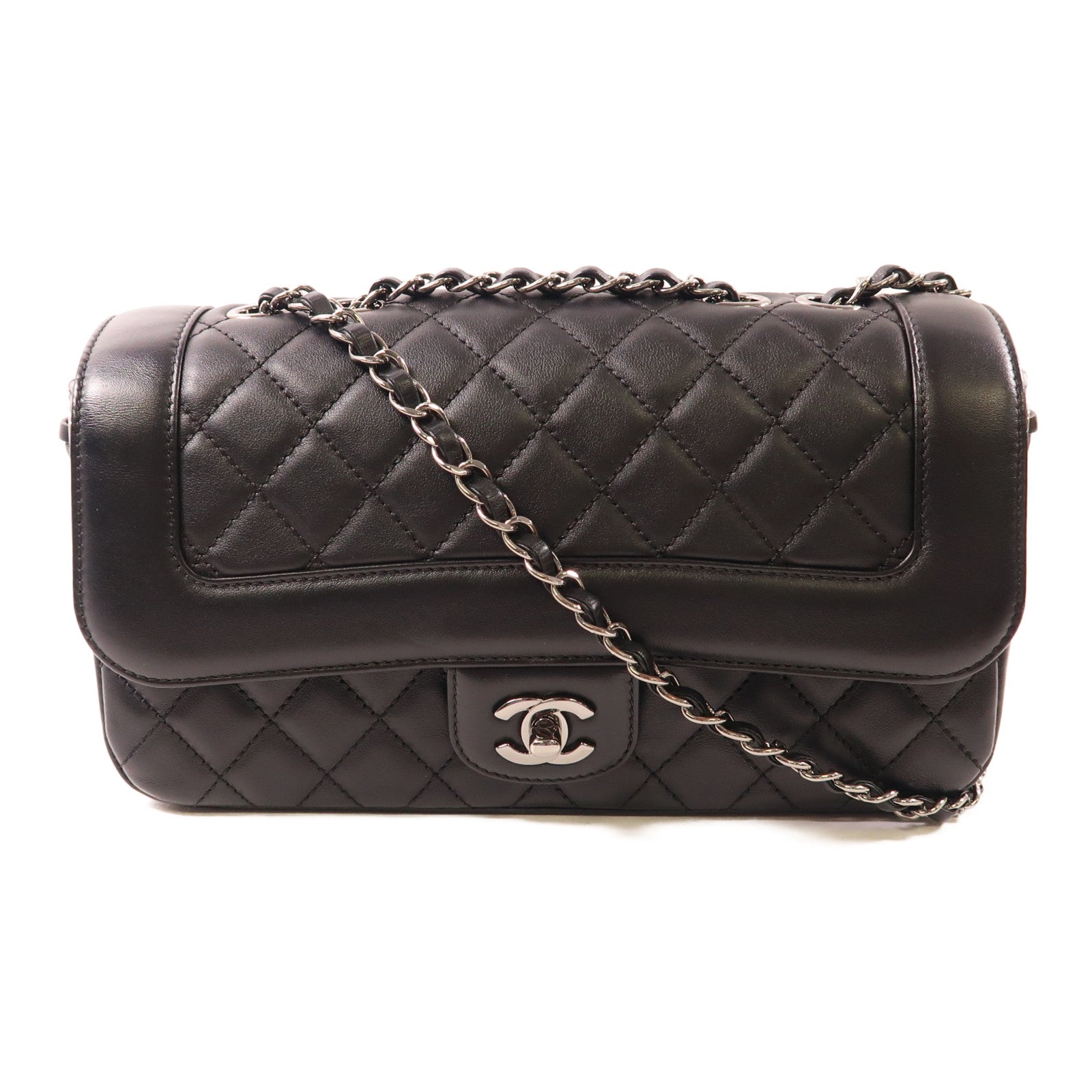 CHANEL【激減優惠】 羊皮皮革Chain Shoulder銀扣鏈帶肩背袋