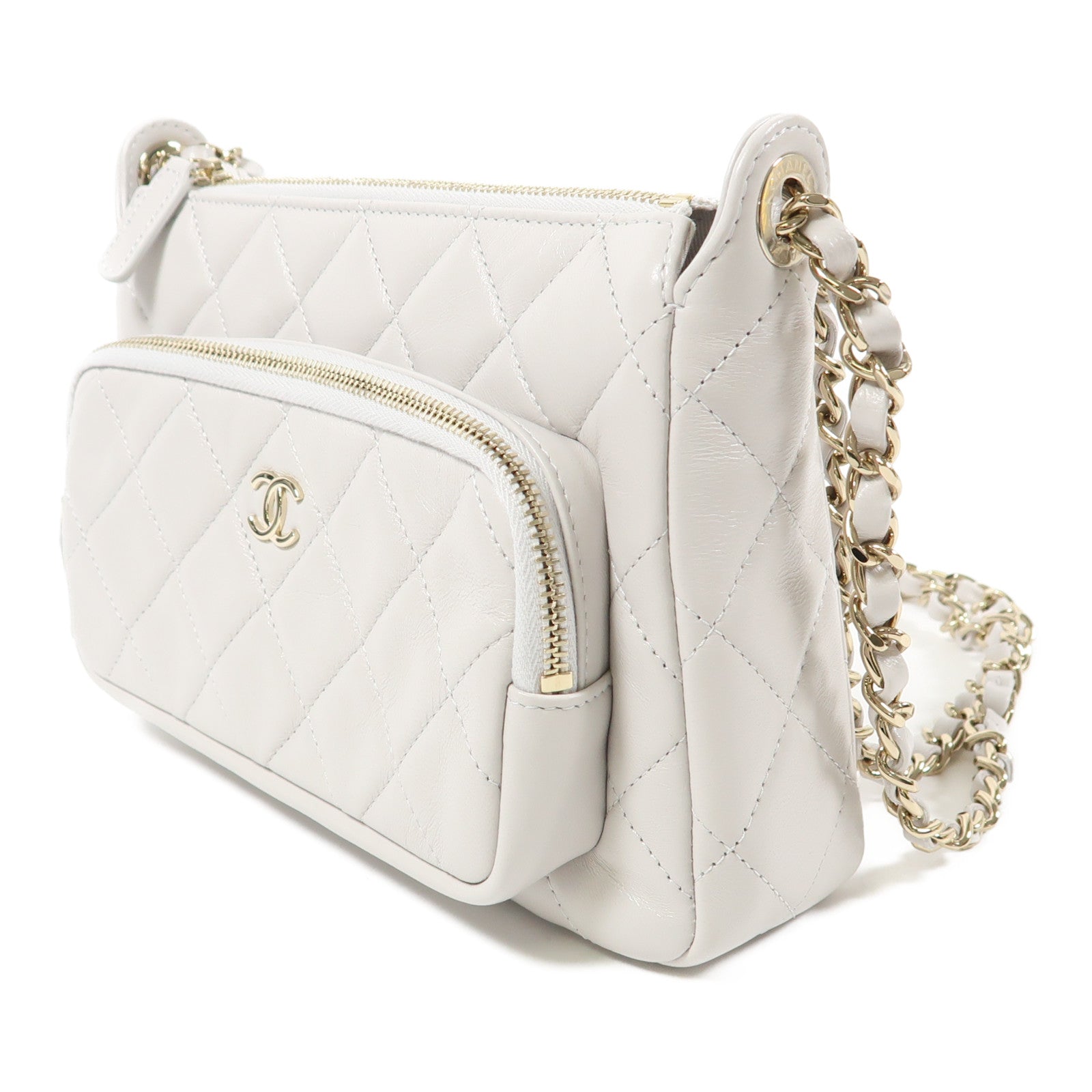 CHANEL 牛皮皮革Cluth With Chain金扣鏈帶肩背袋