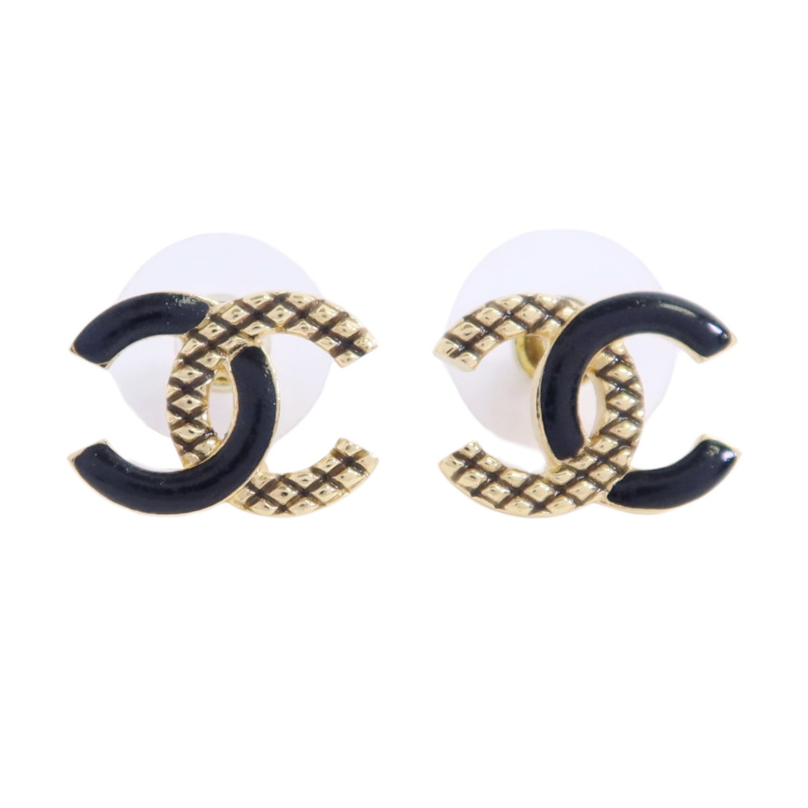CHANEL 金屬/PVC CC Earrings金扣耳環
