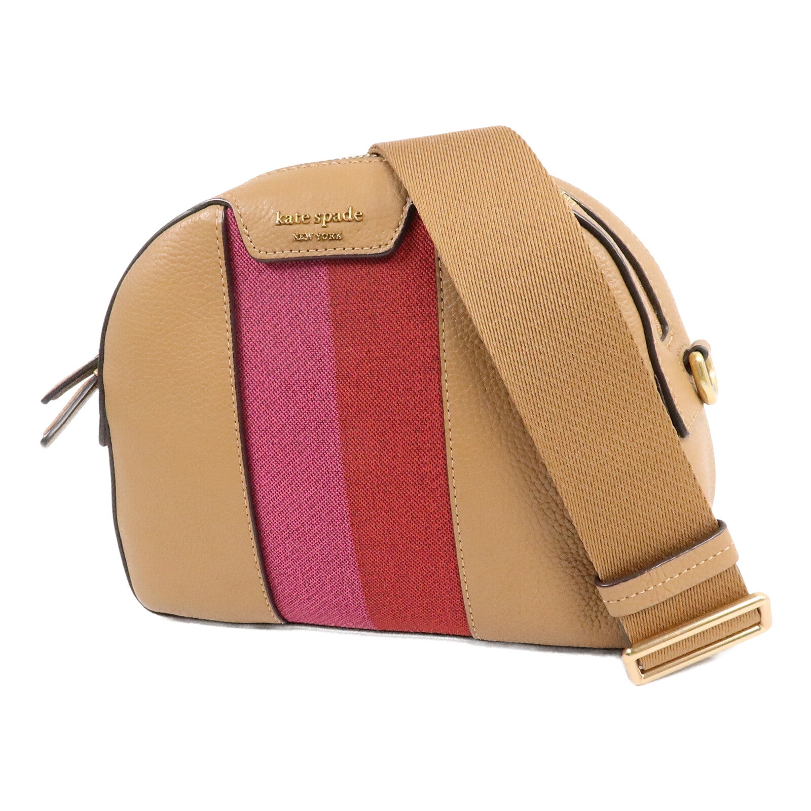 Kate Spade 皮革/提花織布Racing Stripe Addy Medium Dome肩背袋
