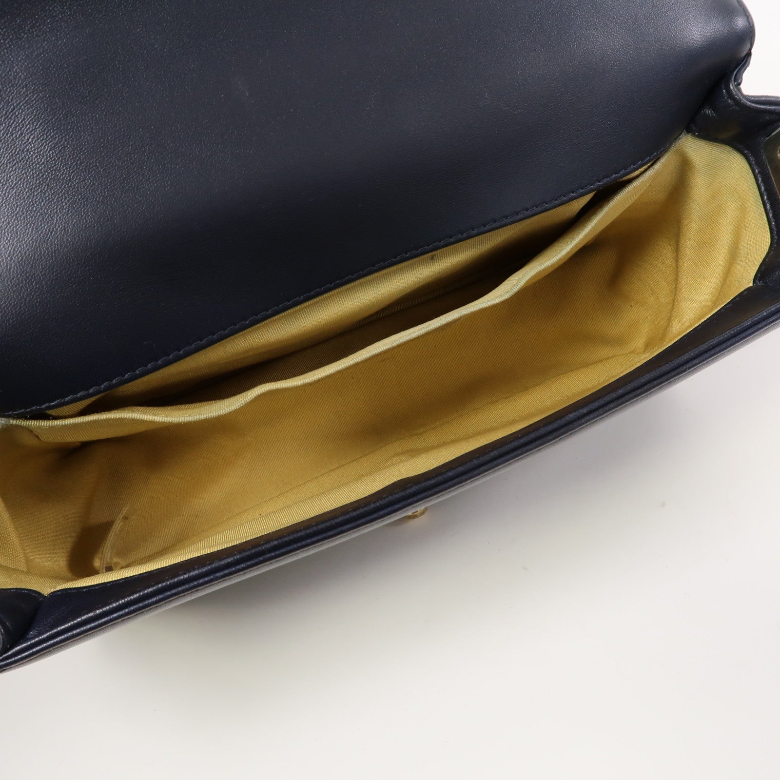 CHANEL 【激減優惠】菱格牛皮皮革Boy Studded Handle Flap金扣手挽肩背兩用袋深藍色