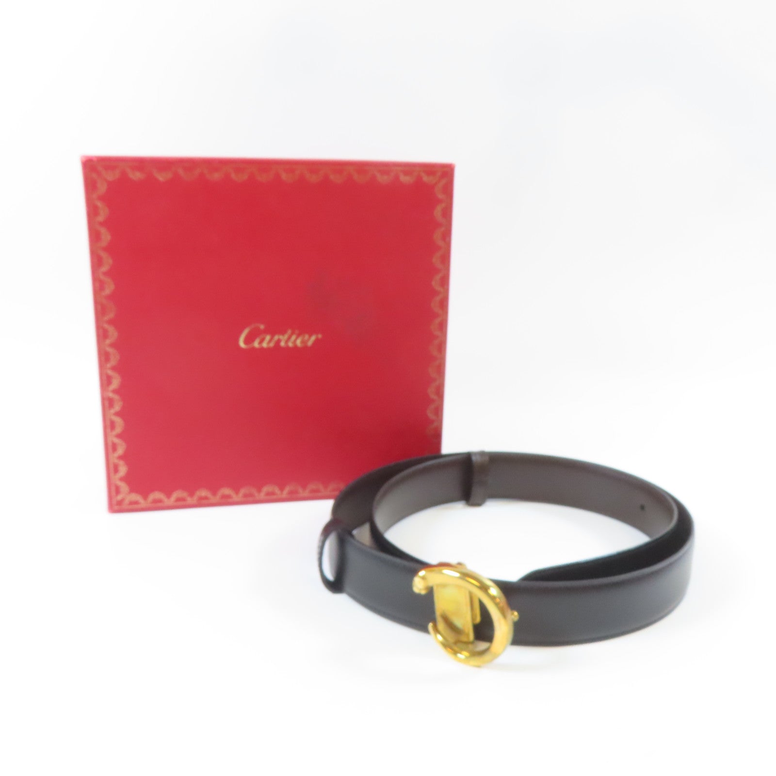CARTIER 牛皮皮革Belt金扣皮帶黑色