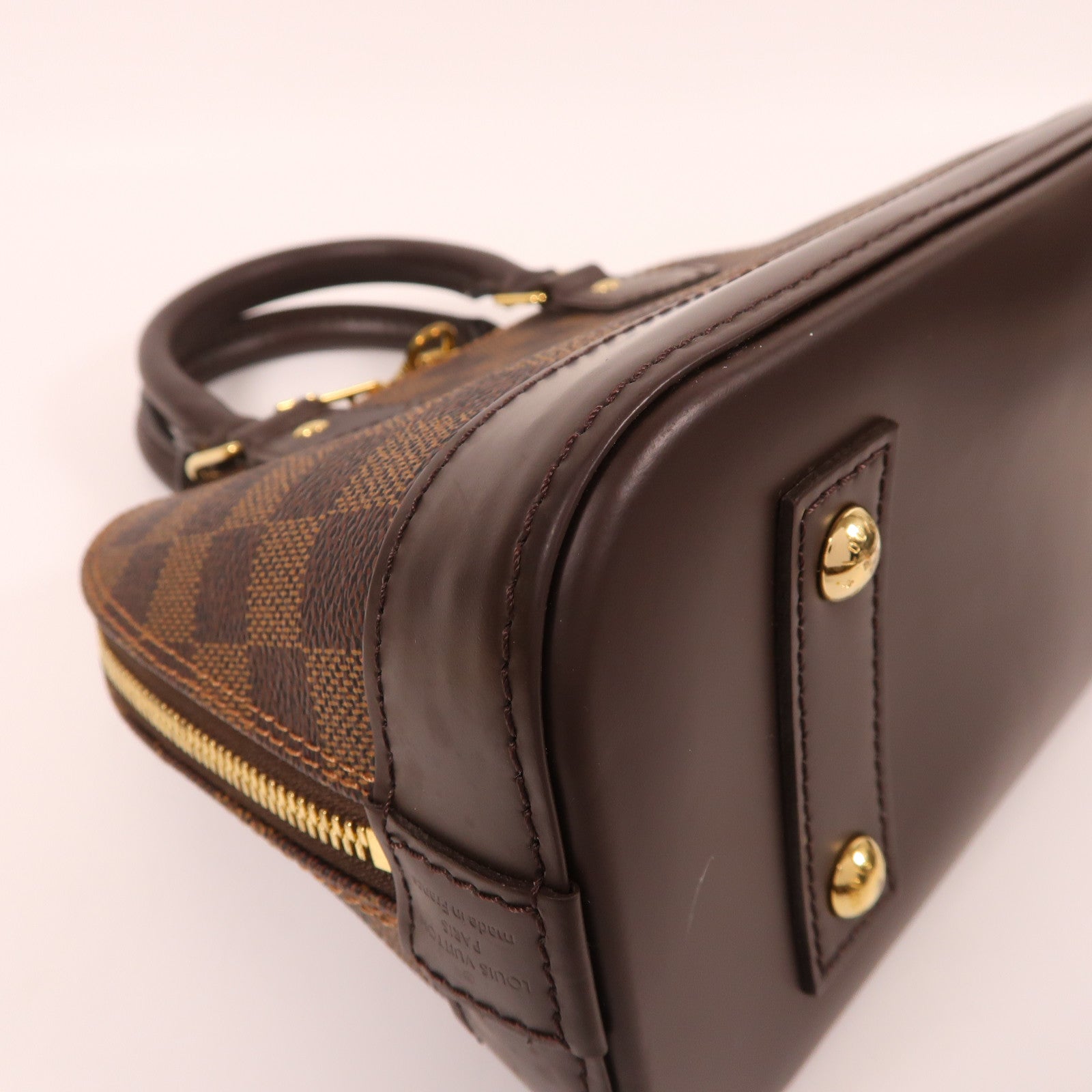 LOUIS VUITTON Damier Ebene Alma BB金扣手挽肩背兩用袋啡色