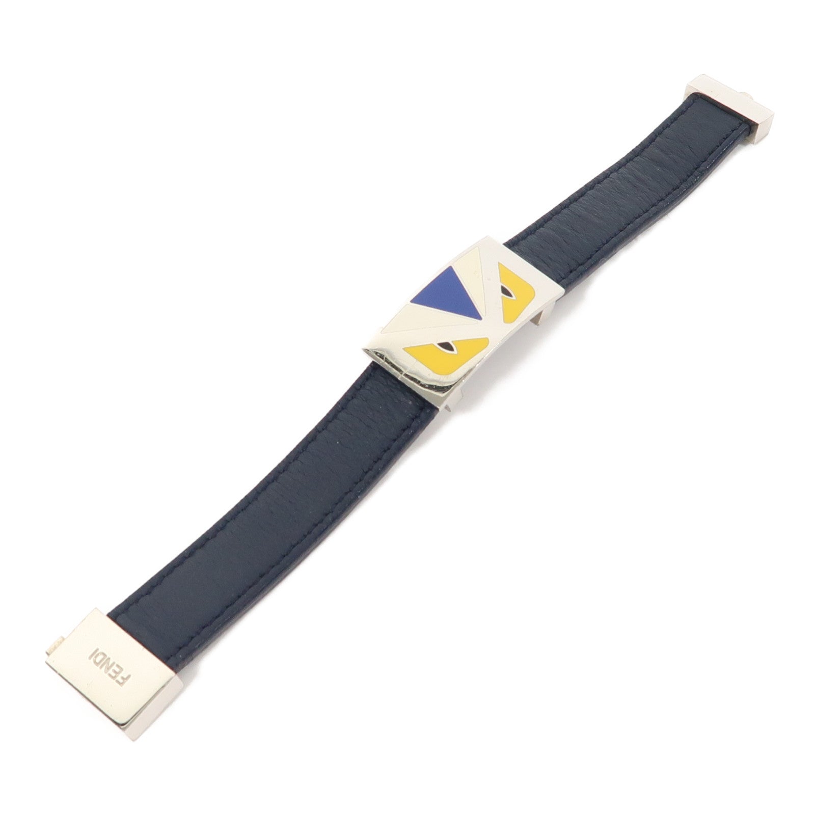 FENDI 【激減優惠】牛皮皮革Bracelet銀扣手鐲藍色