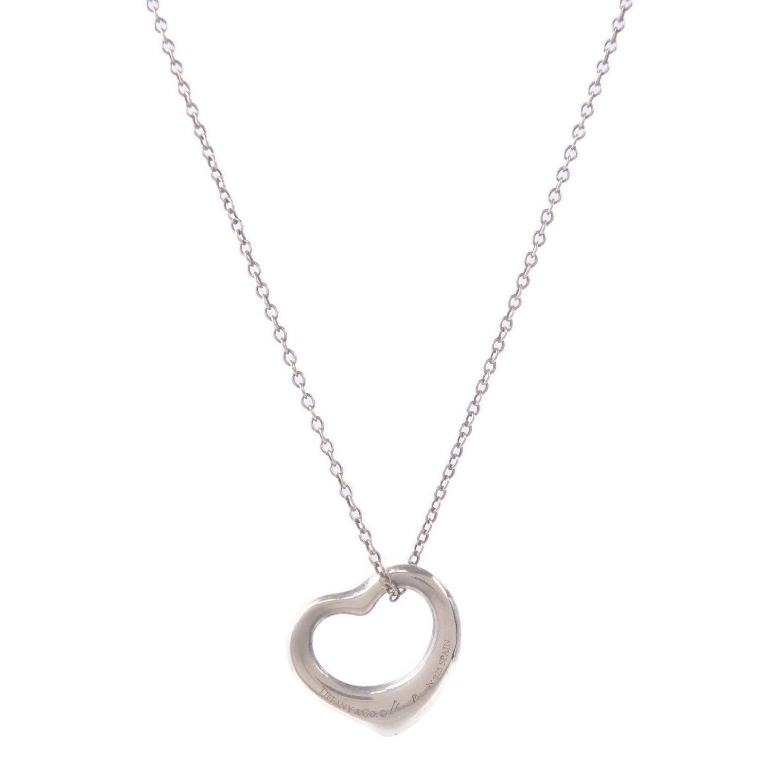 TIFFANY＆CO 925純銀Elsa Peretti Open Heart Pendant項鍊
