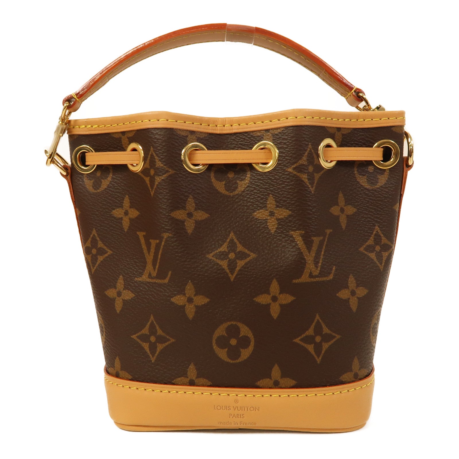 LOUIS VUITTON Monogram Nano Noe金扣手挽肩背兩用袋啡色