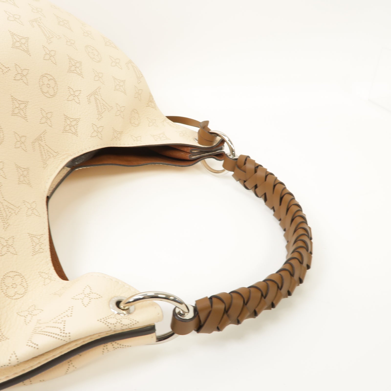 LOUIS VUITTON Mahina Carmel銀扣肩背袋米色