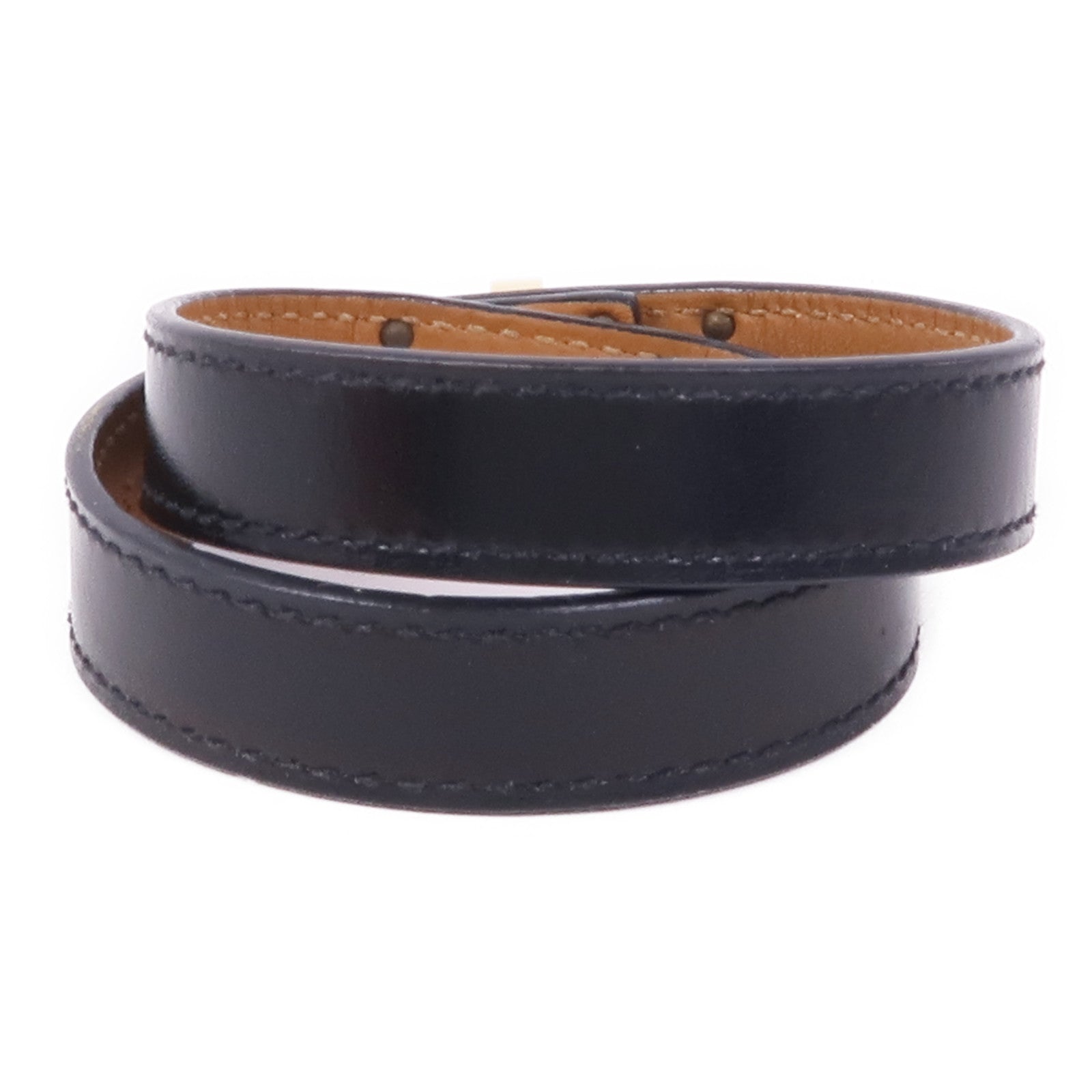 HERMES Box皮革Kelly Double Tour Bracelet金扣手鐲