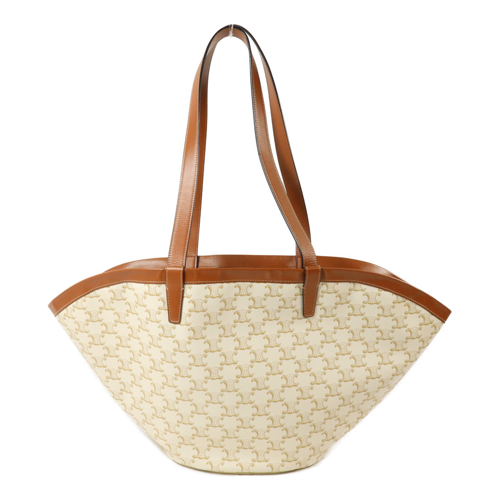 CELINE 牛皮皮革/塗層帆布Triomphe Couffin手挽袋