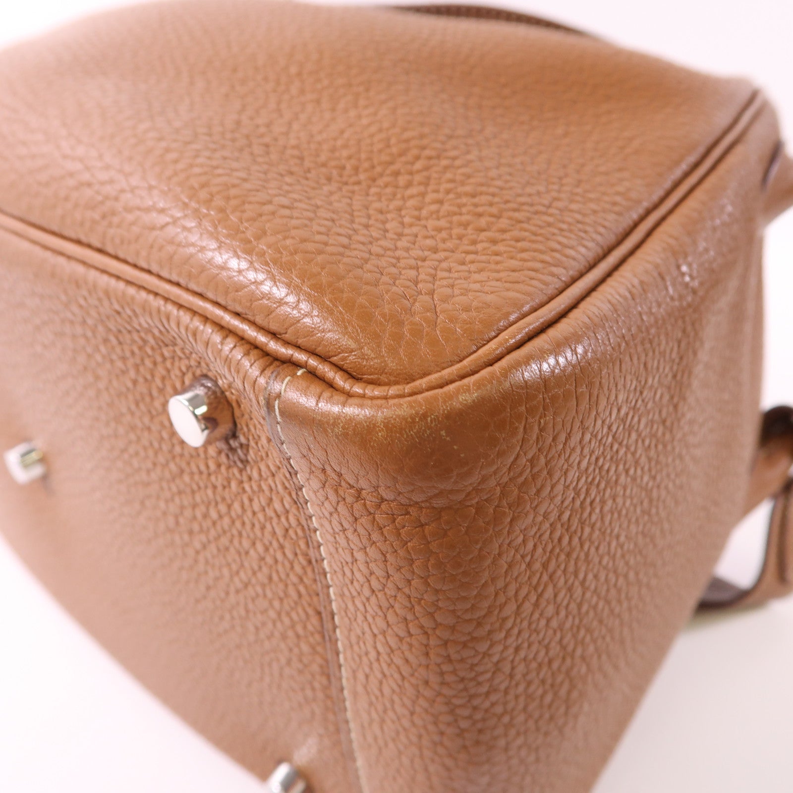 HERMES 【激減優惠】Clemence皮革Lindy 30銀扣手挽肩背兩用袋Gold