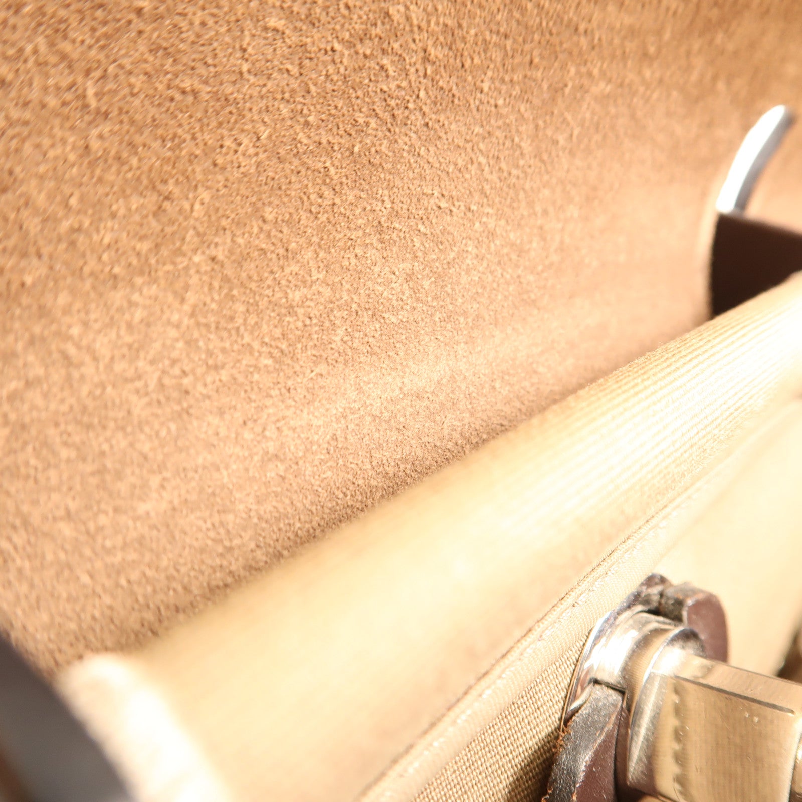 HERMES 帆布Herbag PM銀扣手挽肩背兩用袋Etoupe